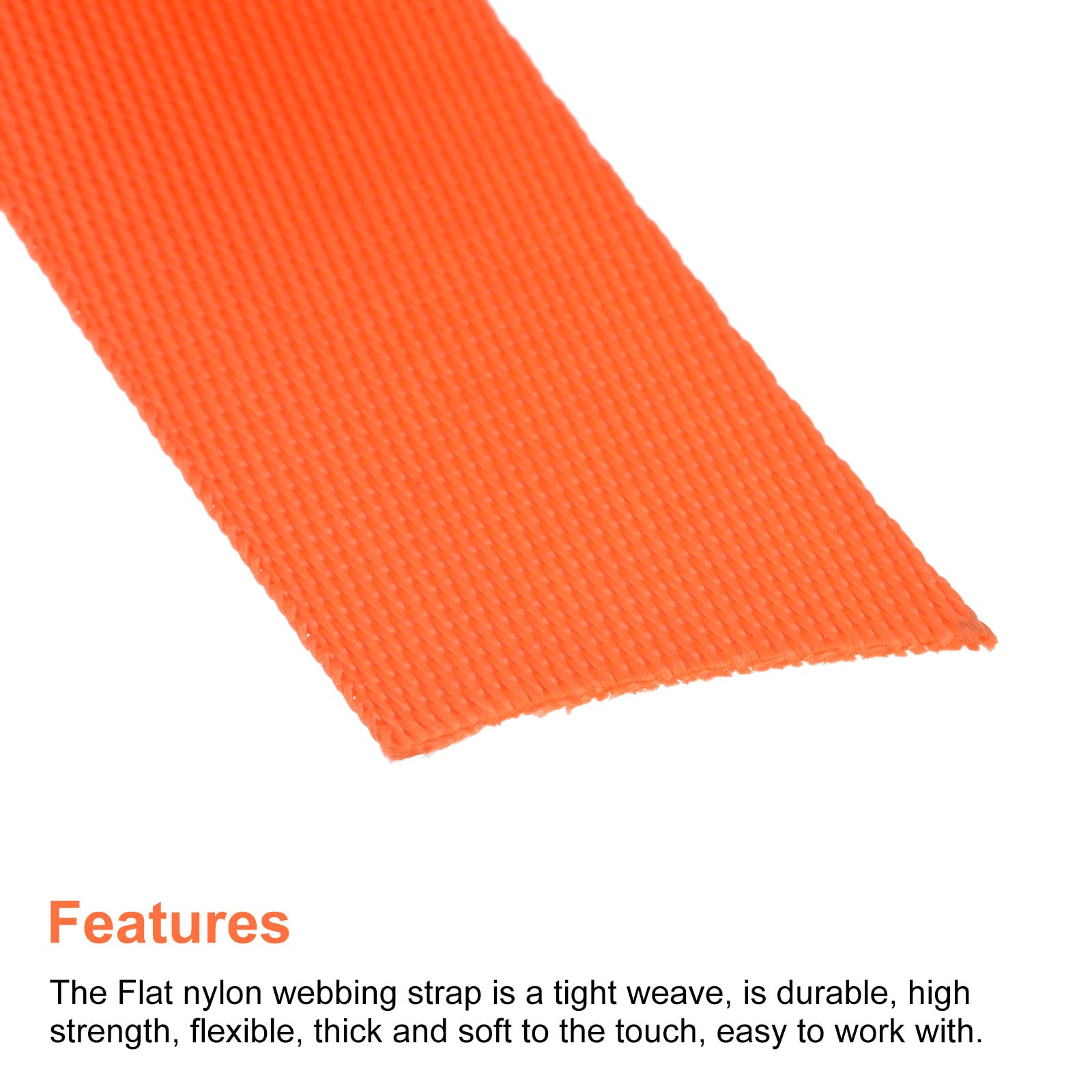 1 Inch x 15 Yards Bright Orange Nylon Webbing Strap - Heavy Duty Flat Cargo Strap for Backpacks, Luggage Racks & Outdoor Gear | Durable Tie Down Straps for Camping, Travel & Storage