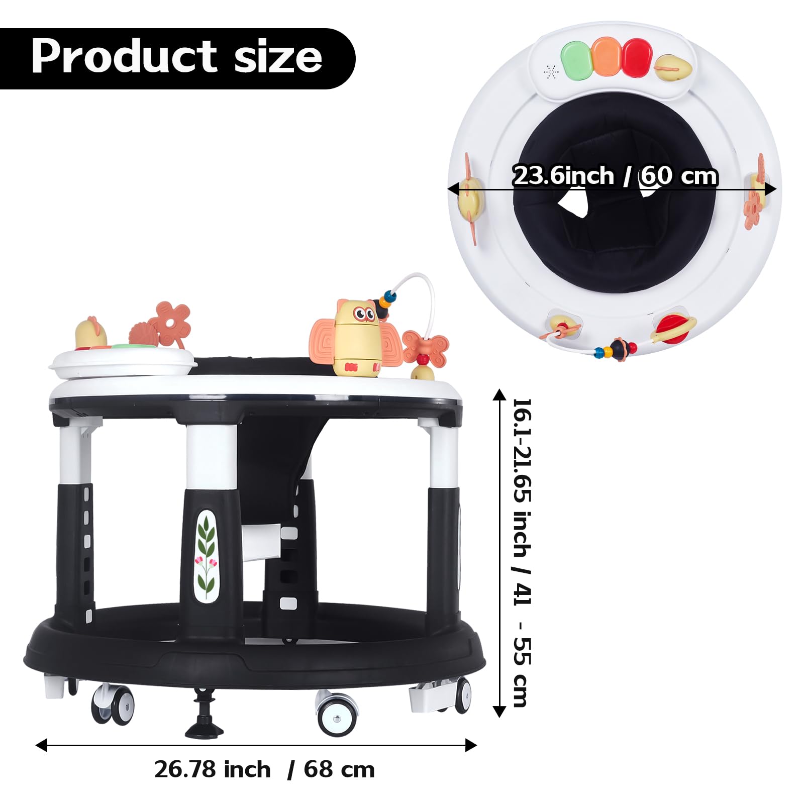5-in-1 Foldable Baby Walker with Wheels & Activity Center for Infants 6-18 Months | Adjustable Height, Music & Learning Modes | Perfect for Playtime, Early Development & Safe Walking Practice