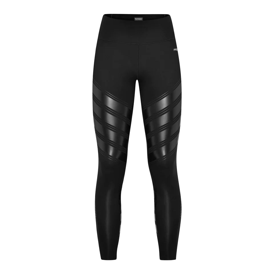 Pressio Women's Power Tight Mid Rise Workout Leggings - Black/Black for Yoga, Running & Gym Fitness