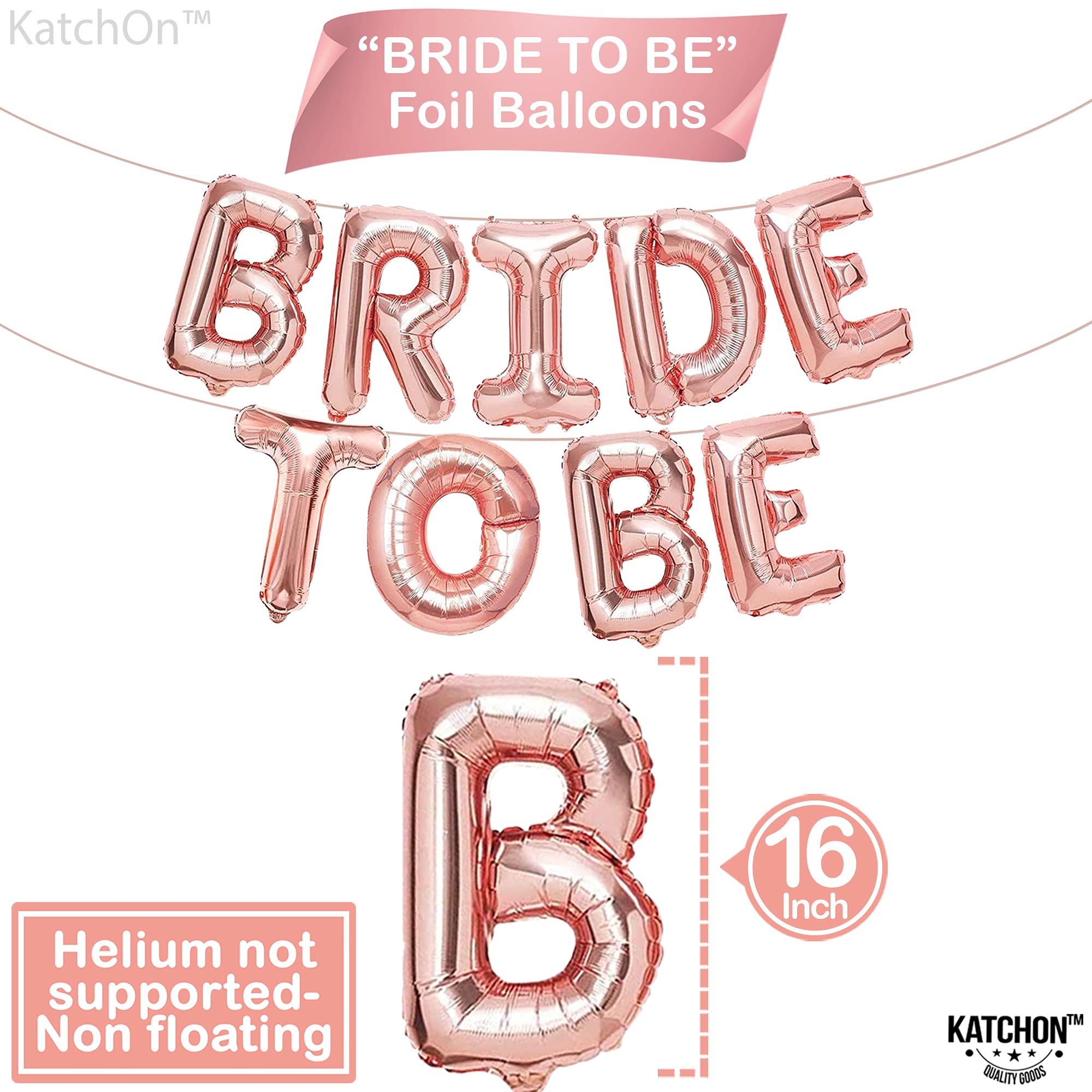 KatchOn Rose Gold Bride To Be Balloons - Pack of 17 | Wedding Decorations for Bridal Shower, Bachelorette Party & Rehearsal Dinner | Elegant Rose Gold Bridal Balloon Decor for Wedding Venue, Photo Backdrop & Party Centerpieces