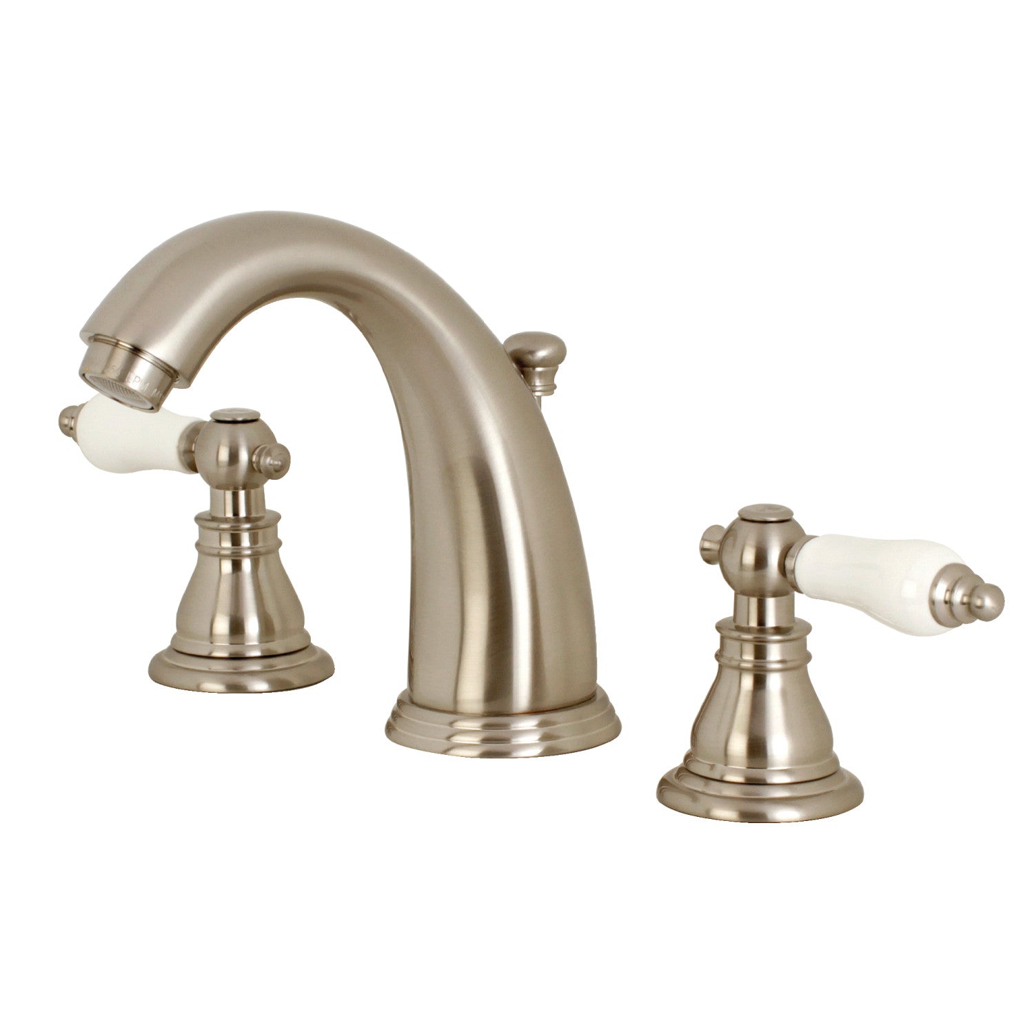 American Patriot KB988APL Brushed Nickel Widespread Bathroom Faucet - 3 Hole Deck Mount with Pop Up Drain - Perfect for Modern Bathroom Renovations & Luxury Home Upgrades