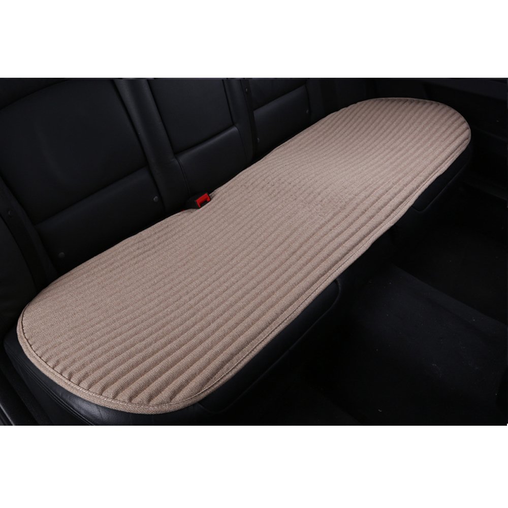 Rear Car Seat Covers with Buckwheat Hulls, Ventilated Breathable Back Seat Cushion, Anti-Skid Car Seat Protector [Beige] for Long Drives and Office Comfort