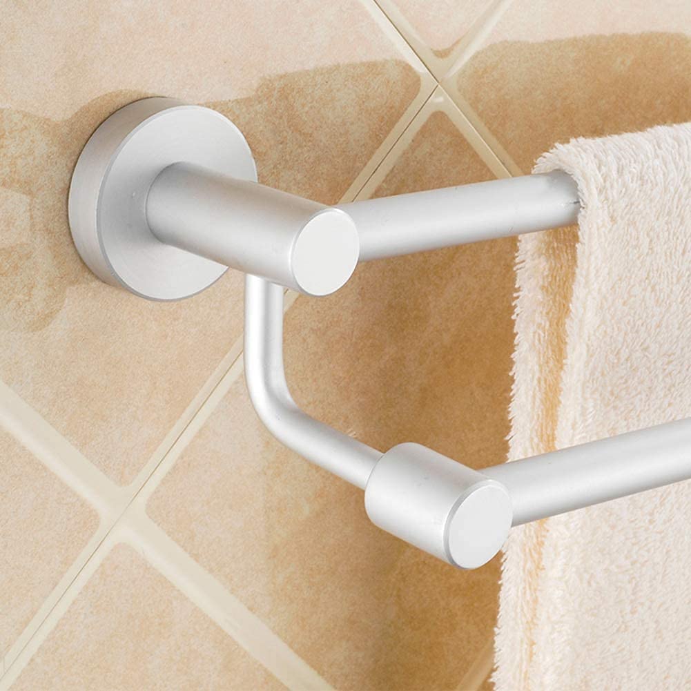 Double Pole Over Door Towel Rack - Space Saving Aluminum Towel Bar for Bathroom - Wall Mounted Towel Holder Rail (60cm/24in) - Perfect for Small Bathrooms & Space Optimization