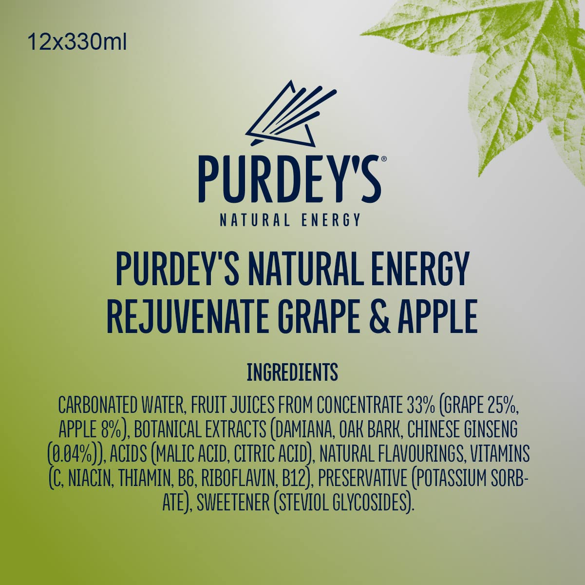 Purdey’s Rejuvenate Natural Energy Drink - 12 Pack of 330ml Bottles | Boost Energy Naturally | Perfect for Workouts, Travel & Daily Refreshment