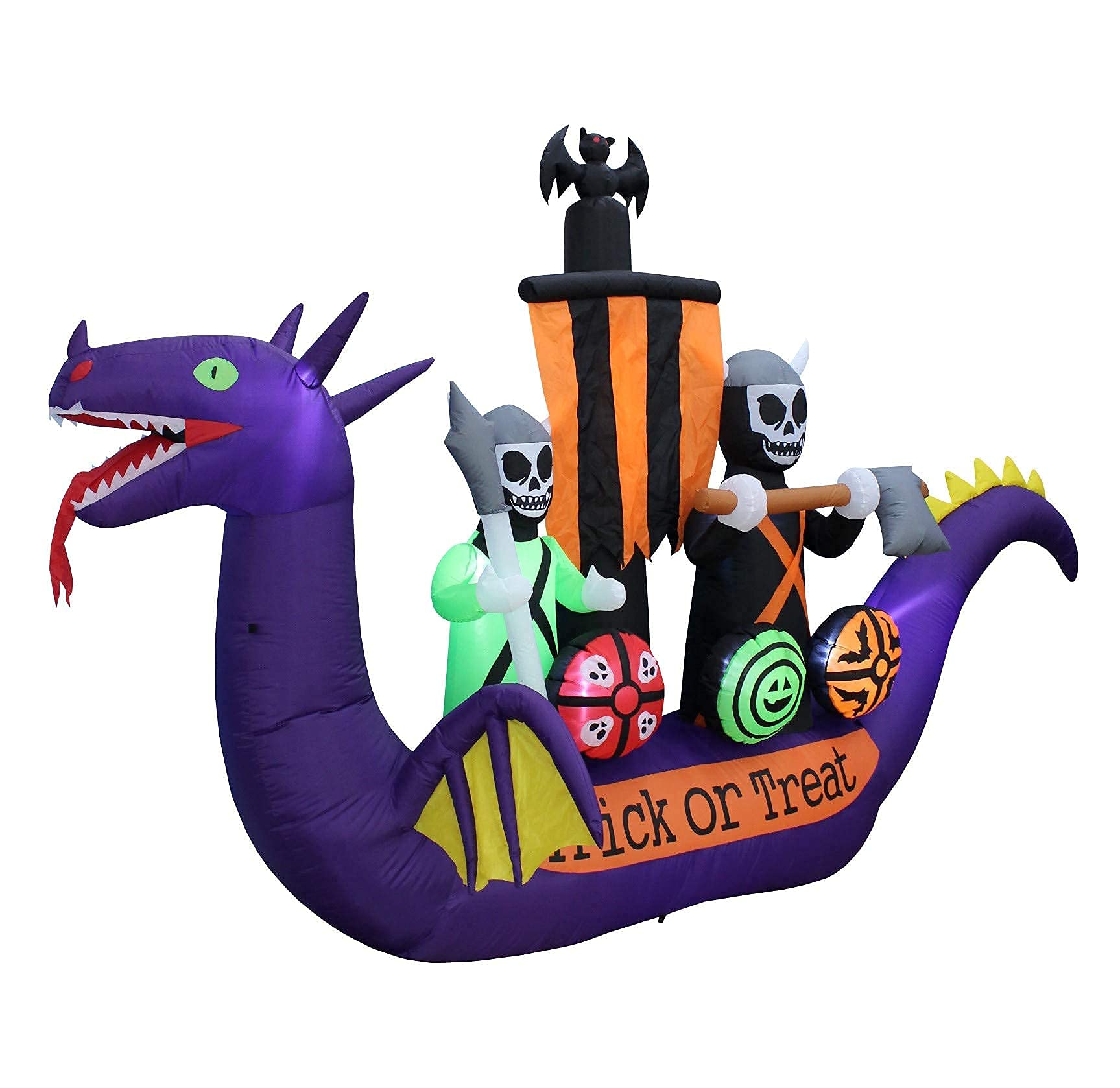 Halloween Party Decorations Bundle - 13ft Jumbo Inflatable Black Cat Arch & 11ft Inflatable Dragon Pirate Ship with Skeletons, Bats & Ghosts - Outdoor Halloween Yard Decor with LED Lights for Spooky Party, Haunted House & Trick-or-Treat Scene