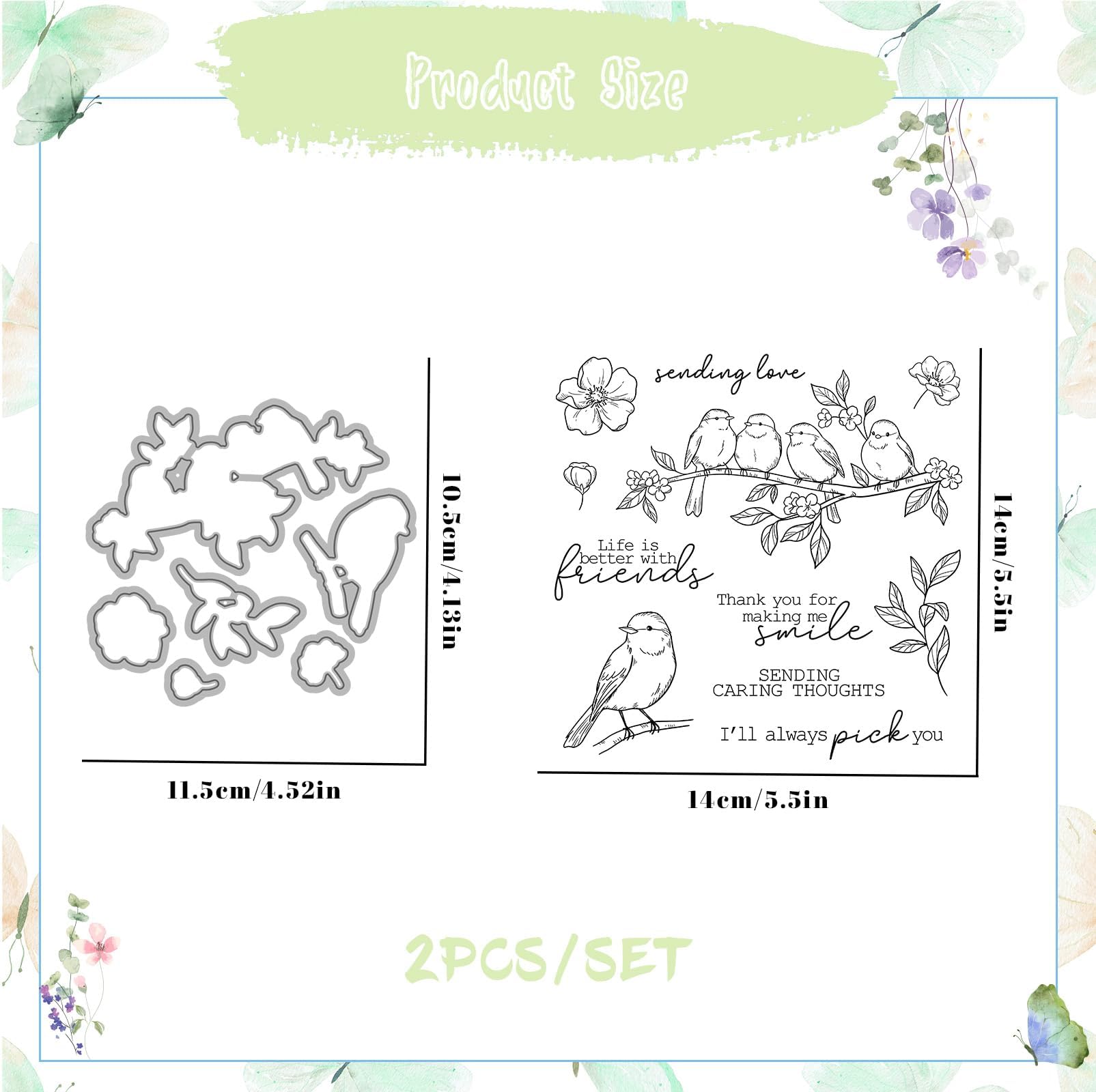 2024-2025 Bird Theme Clear Silicone Stamps and Metal Cutting Dies Set - DIY Scrapbooking, Greeting Cards, Paper Albums for Holidays, Birthdays & Home Decor | Perfect for Crafting, Card Making and Gift Wrapping Projects