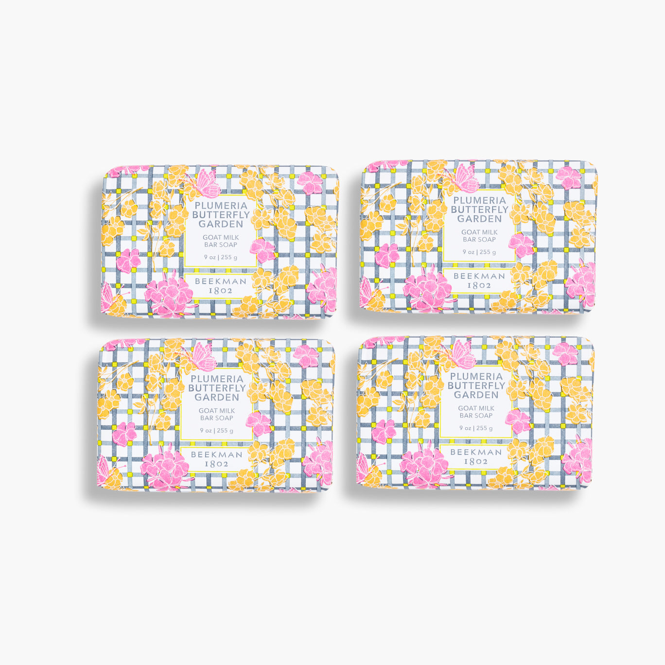 Plumeria Butterfly Garden Goat Milk Soap Set of 4 Bars - Natural Handmade Soap for Dry Skin, Gifts for Women - Perfect for Bath, Shower & Spa Relaxation