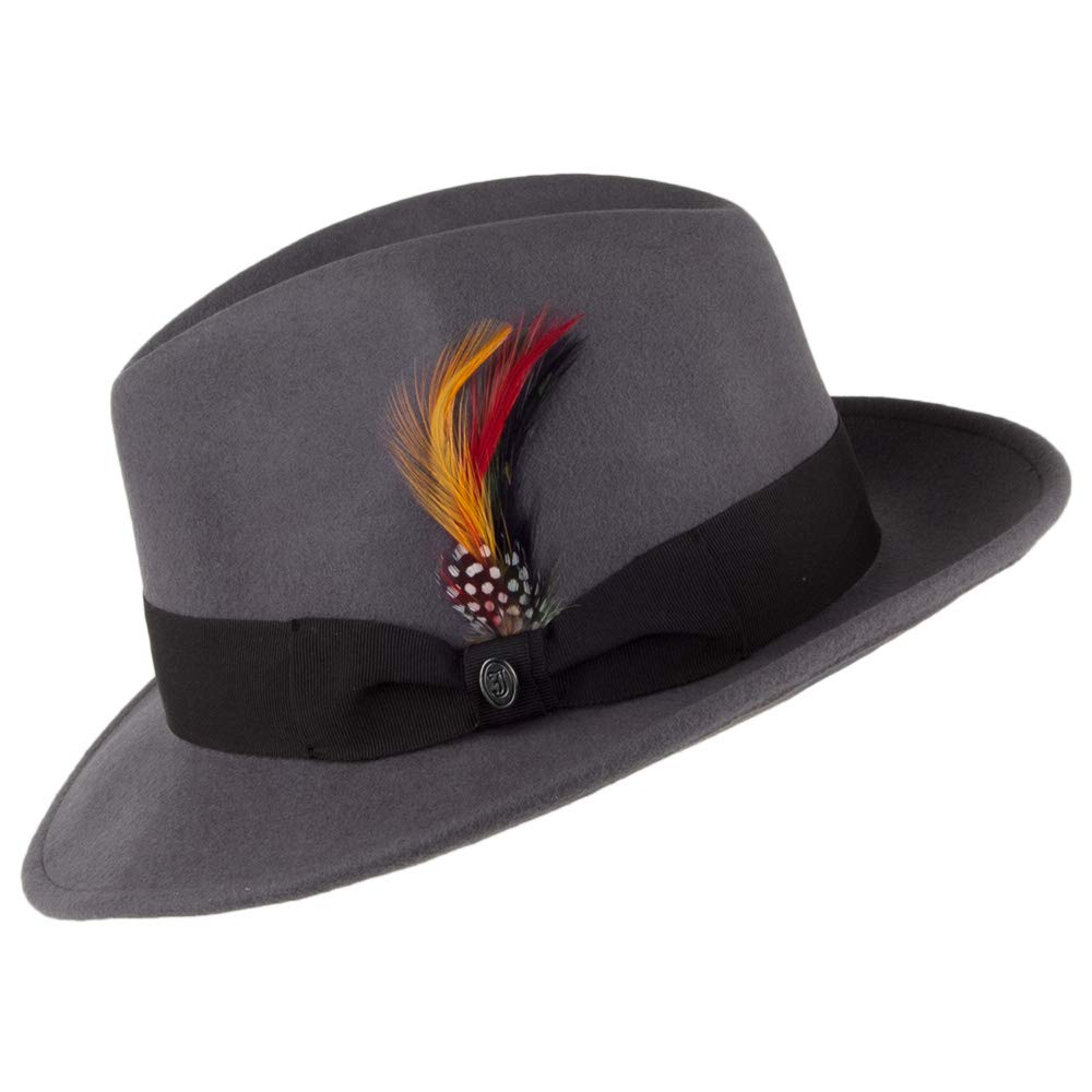 Jaxon Pinch Crown Crushable Wool Felt Fedora Hat for Men - Stylish & Durable Outdoor Sun Protection for Hiking, Travel & Casual Wear