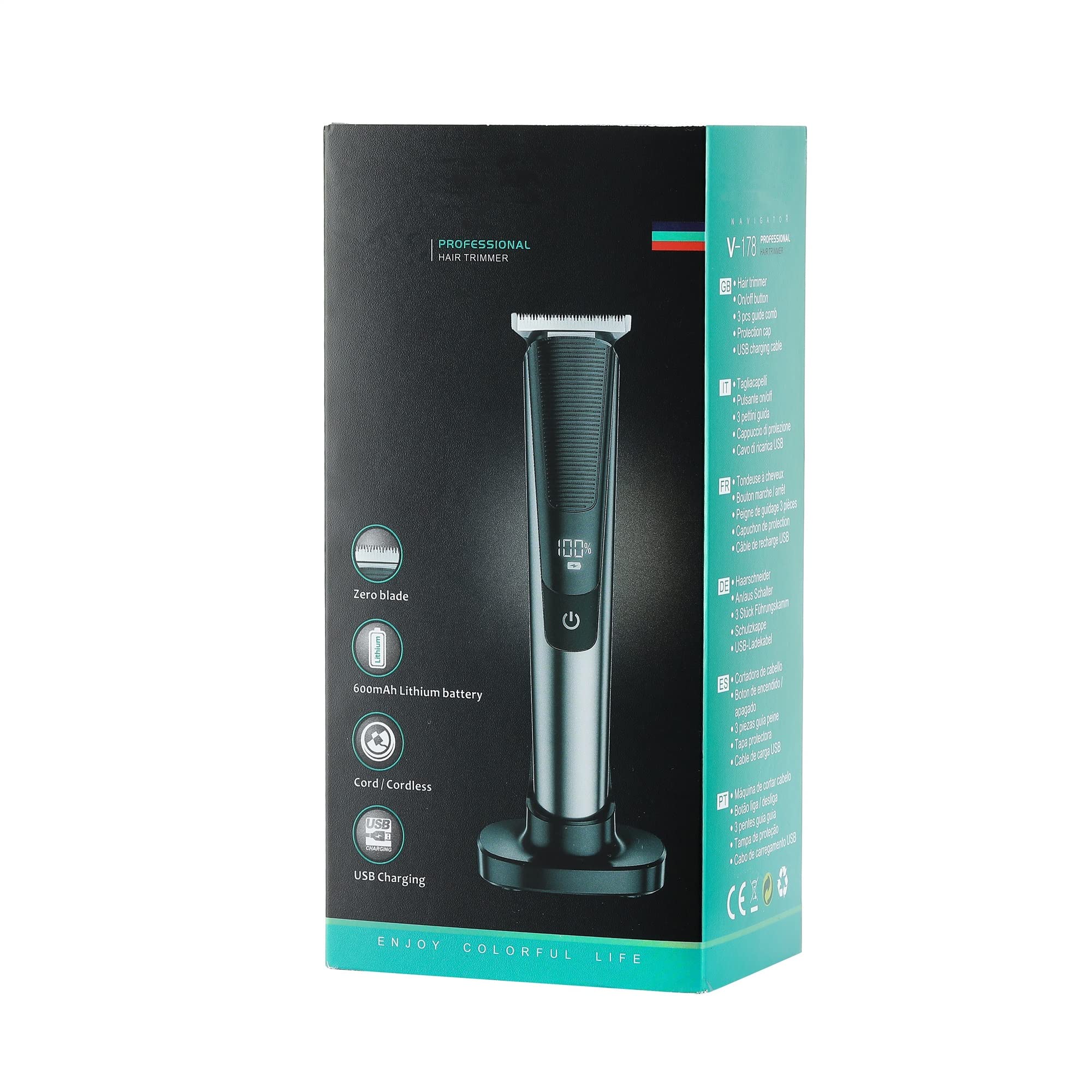 Professional Men's Electric Hair Clippers - USB Rechargeable Hair Trimmer with LED Display, Stainless Steel Washable Blades, Portable Hair Cutting Kit for Home & Travel Use | Perfect for DIY Haircuts, Beard Trimming and Grooming