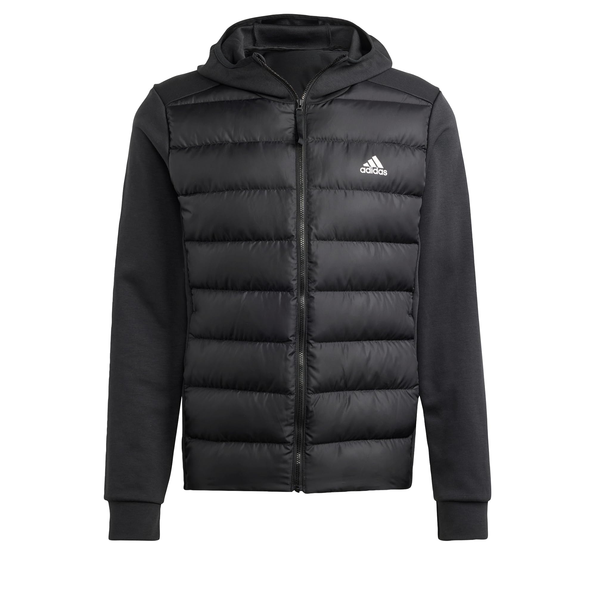 Adidas Men's Essentials Hybrid Down Hooded Jacket - Lightweight Warm Winter Coat for Outdoor Activities & Casual Wear