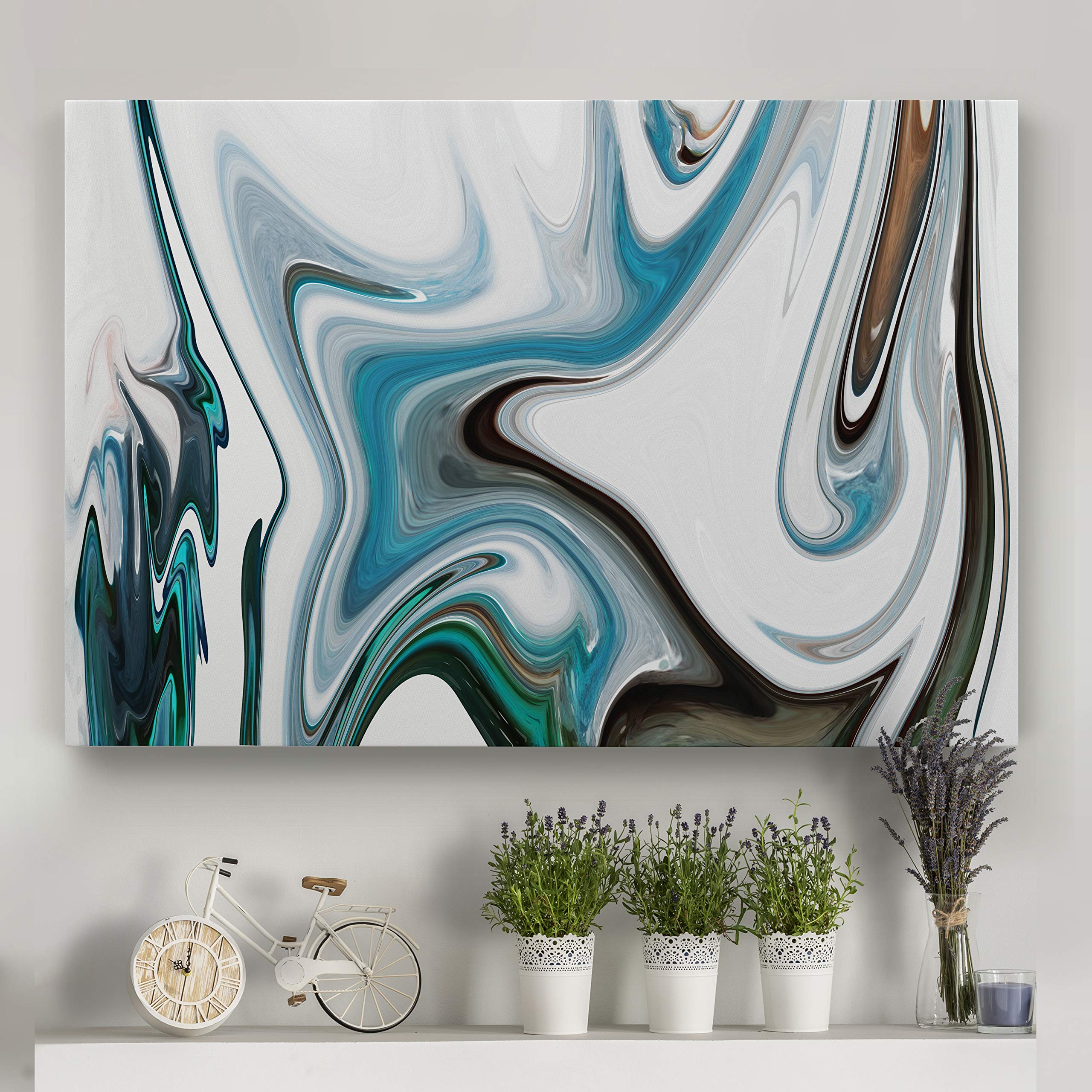 Art of Nature Force' Marble Pattern Gallery Wrapped Canvas Wall Art - Modern Abstract Home Decor for Living Room, Bedroom & Office