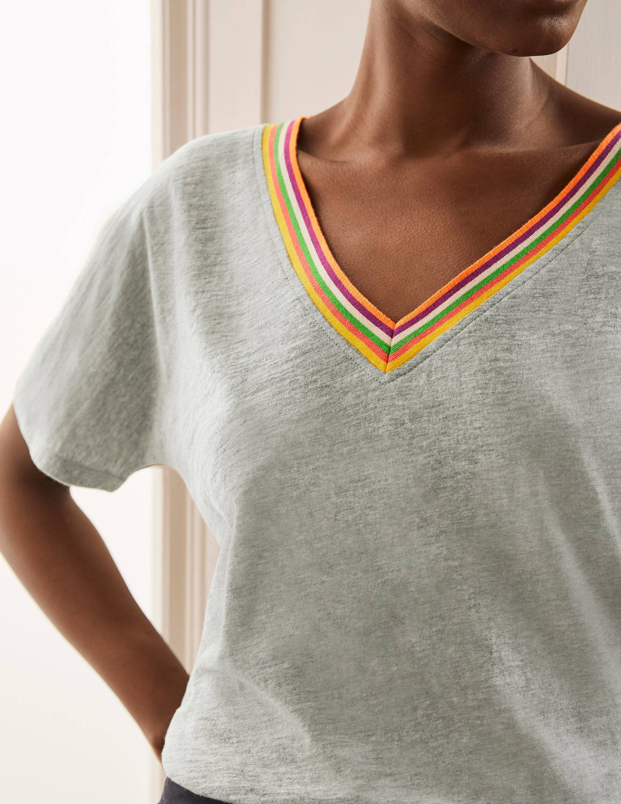 Beatrice Women's Jersey Top - Soft Grey Marl Knit Shirt for Casual Wear & Layering | Perfect for Office, Outings & Everyday Comfort