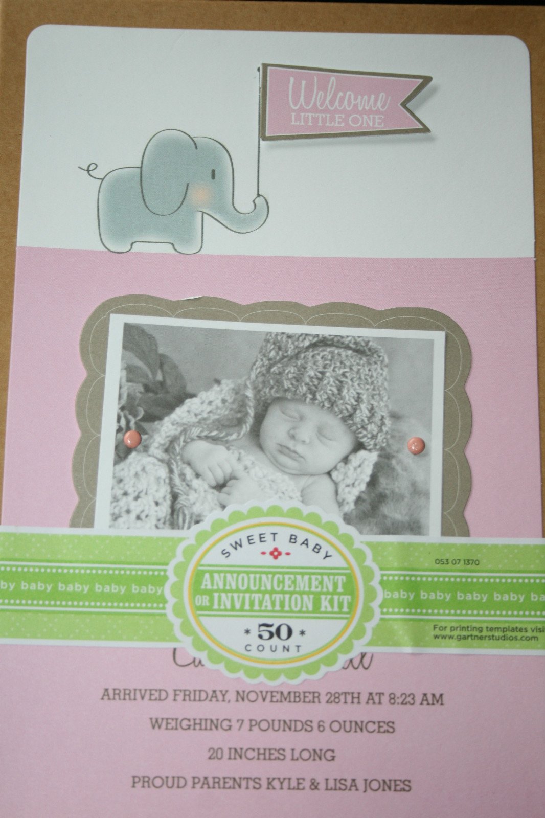 50-Piece Elephant Baby Girl Gender Reveal Announcement Kit - Perfect for Baby Showers, Gender Reveal Parties & Newborn Celebrations