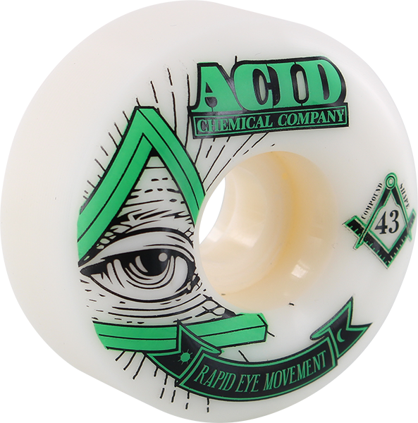 **Acid Rem Pyramid 56mm 101a White Skateboard Wheels (Set of 4) – High-Performance Wheels for Street Skating & Tricks**