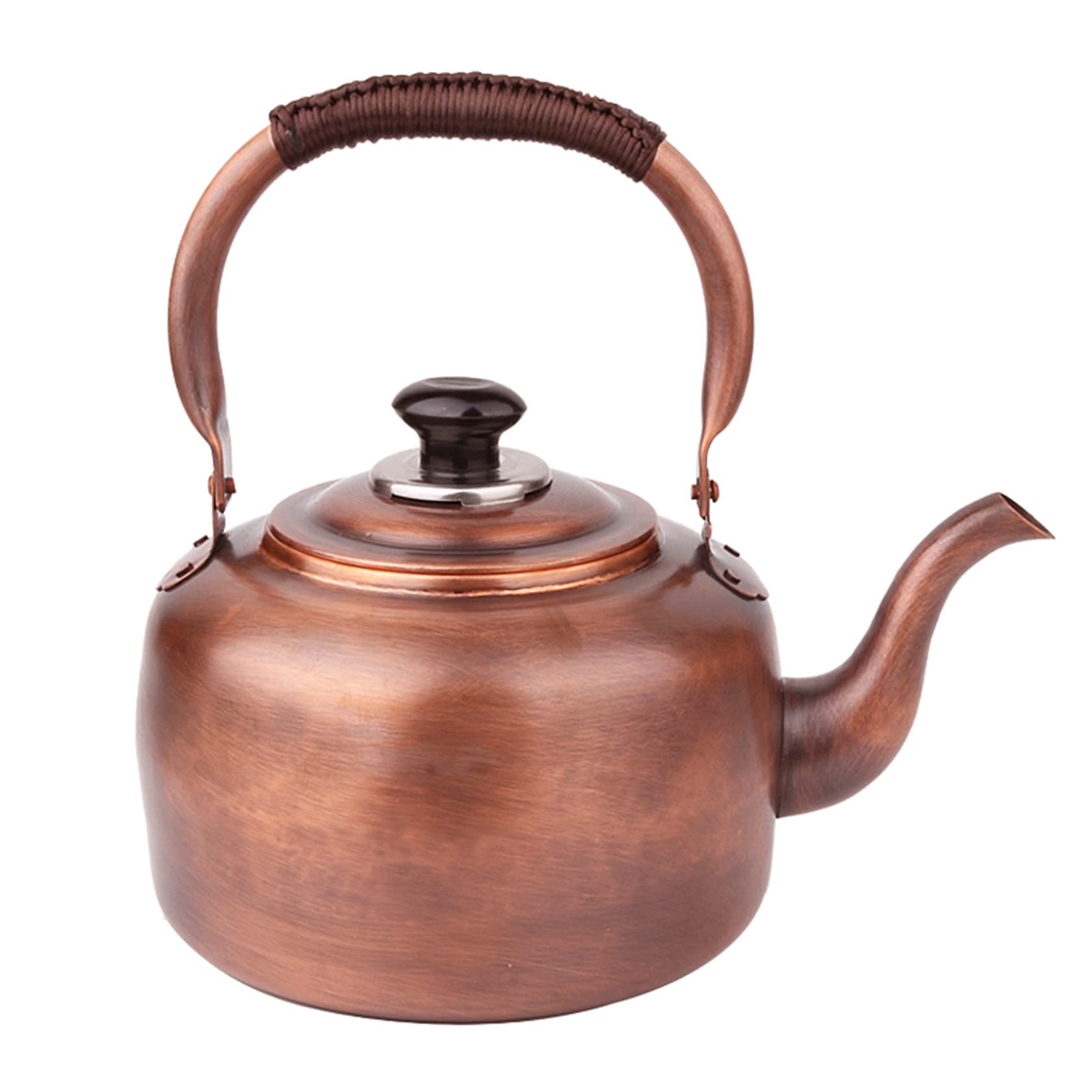 Vintage Copper Tea Kettle with Brass Cool Handle - 3L Whistling Stovetop Teapot for Gas & Induction Stoves - 1.5mm Thick Durable Design - Perfect for Home Kitchen, Camping & Gift Giving