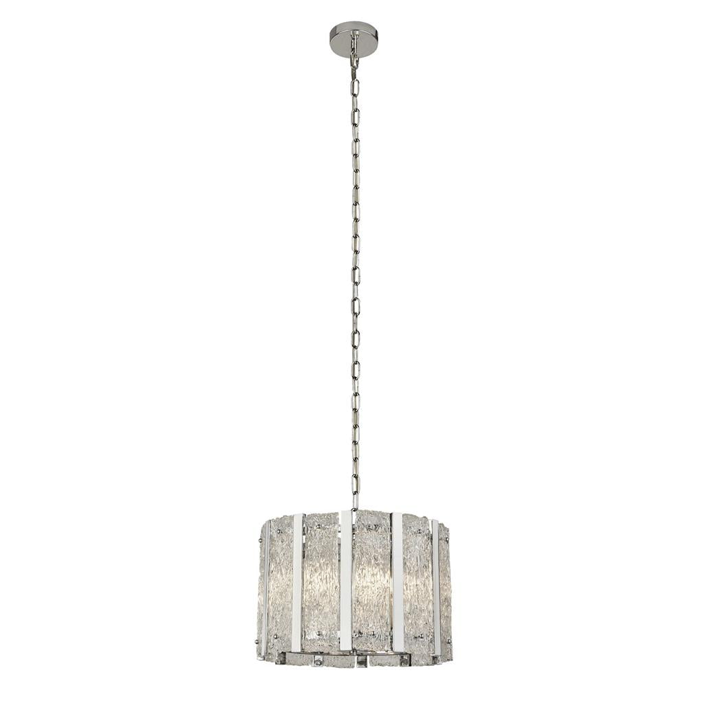 Alexandra 5Lt Crystal Ceiling Light Fixture - Satin Silver Finish with Aquatex Glass - Elegant Dining Room & Bedroom Lighting