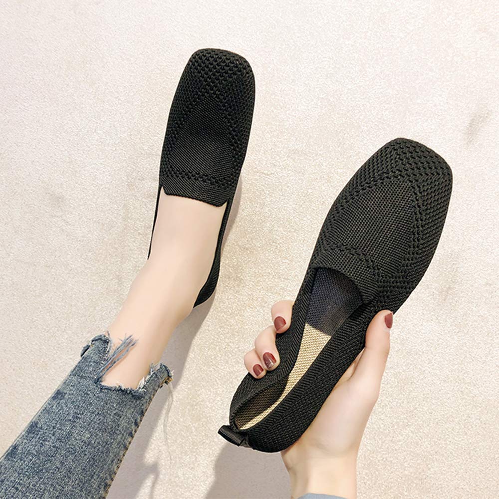 SOFMUO Women's Knit Ballet Flats - Lightweight Slip-On Loafers with Breathable Mesh for Work & Casual Wear | Comfortable Walking Shoes for Office, Travel & Daily Use