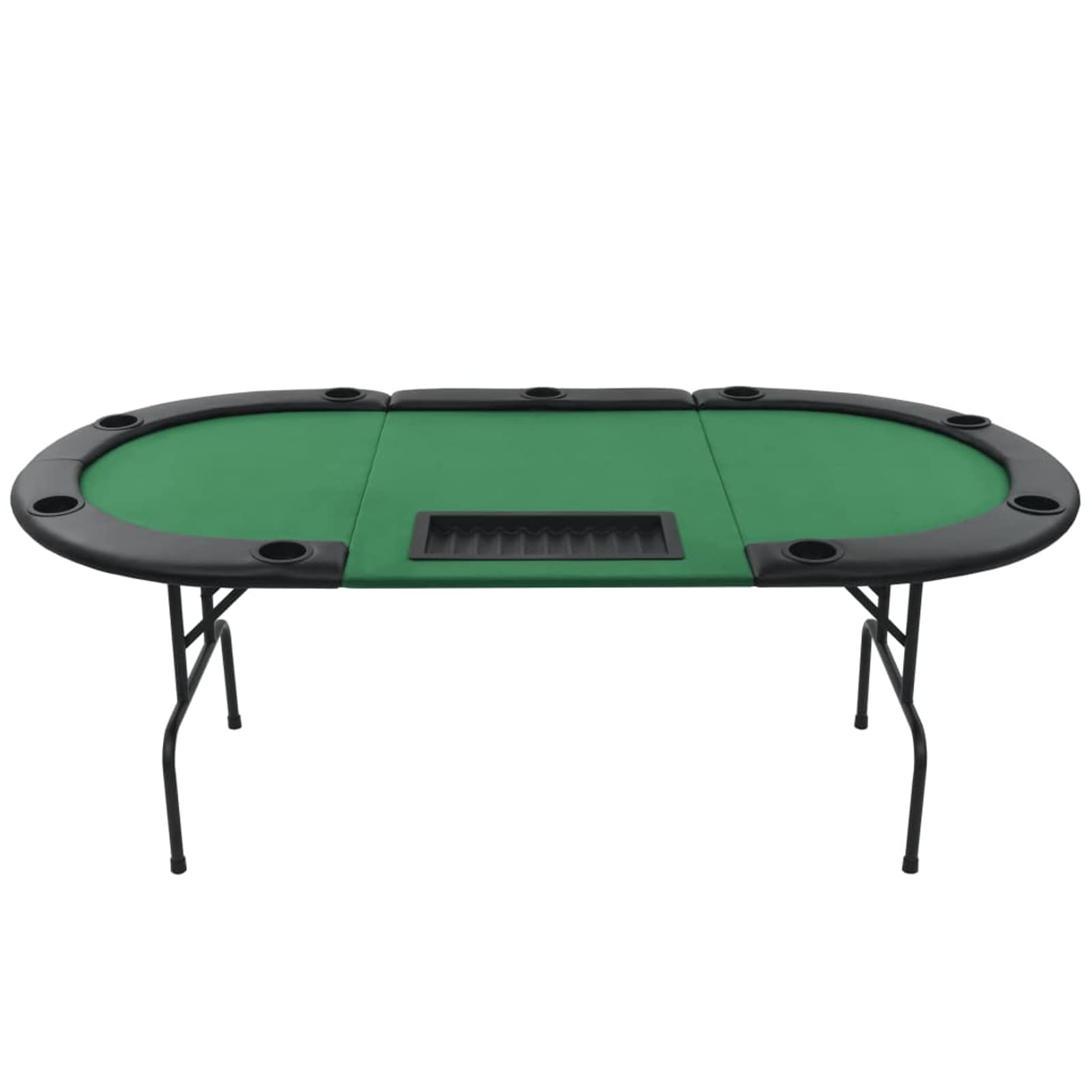 9-Player Folding Poker Dining Table Set - Oval Green 3-Fold Game Table for Kitchen & Dining Room | Perfect for Poker Nights, Family Meals & Space-Saving Storage