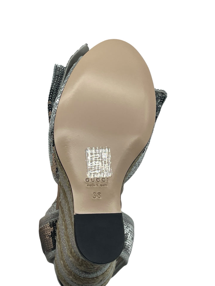 Gucci GG Sequin Wedge Espadrilles for Women | Size 38.5 (US 8.5) | Stylish Summer Sandals for Beach, Party & Casual Outings