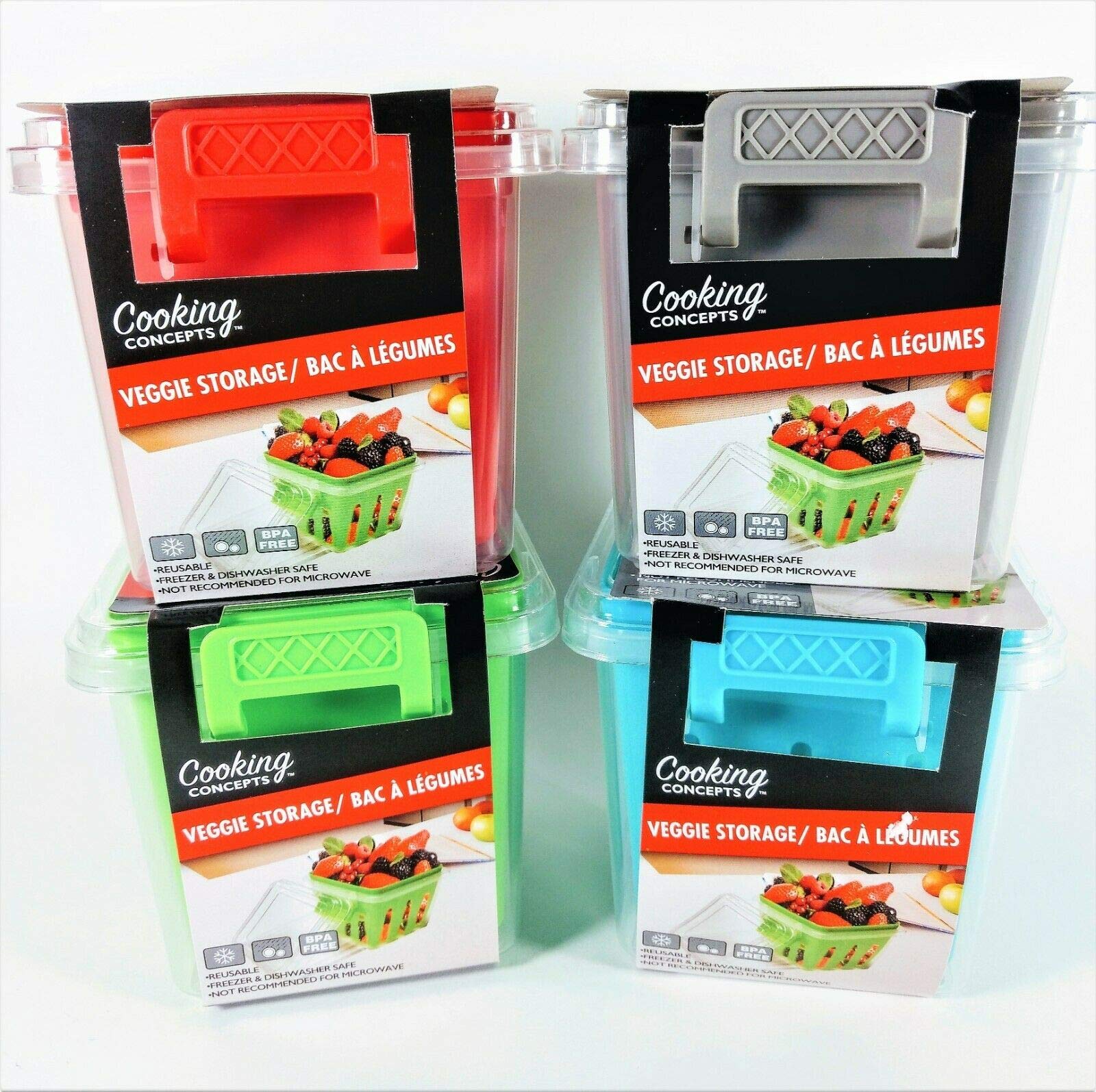 BPA-Free 2-Pack Fruit and Vegetable Storage Containers | Silver Gray Food Basket for Fresh Produce | Perfect for Kitchen, Fridge & Meal Prep Organization
