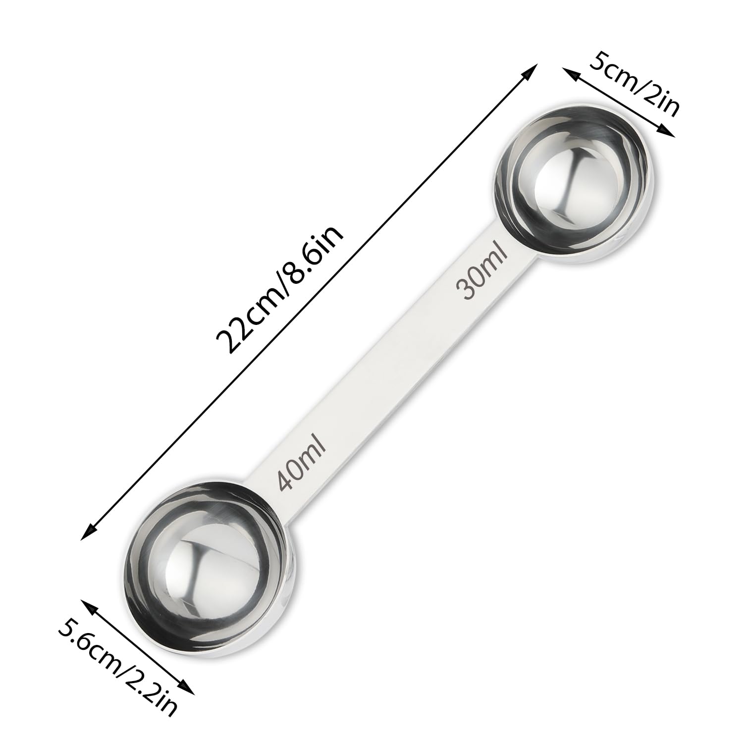 Premium Stainless Steel Measuring Spoons Set - Dual Sided 30g & 40g Coffee Scoop with Long Handle for Precise Measuring of Coffee, Espresso, Powder, Flour & Liquids - Ideal for Home Baristas, Baking & Kitchen Use