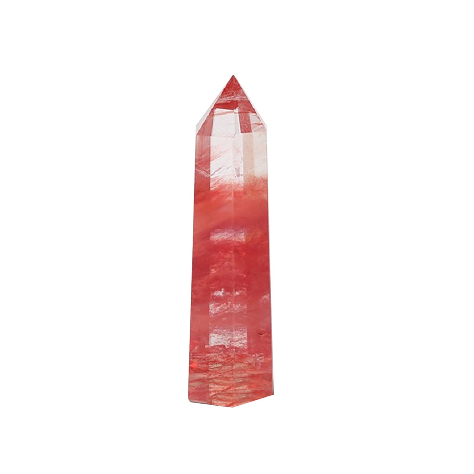 Red Crystal Column Fluoroscopy Single Six-Prism Red Crystal - Premium Decorative Crystal for Home Decor, Wedding Centerpieces & Feng Shui Gifts