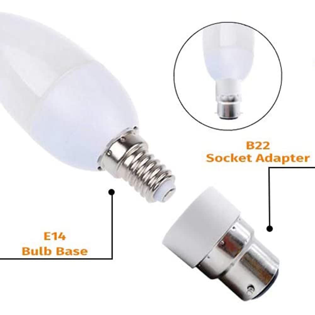 9Pcs B22 to E14 Light Socket Adapter - Bulb Base Converter & Lamp Holder Extension - Compatible with LED, CFL, Incandescent Bulbs - Perfect for Home, Office, and DIY Lighting Projects
