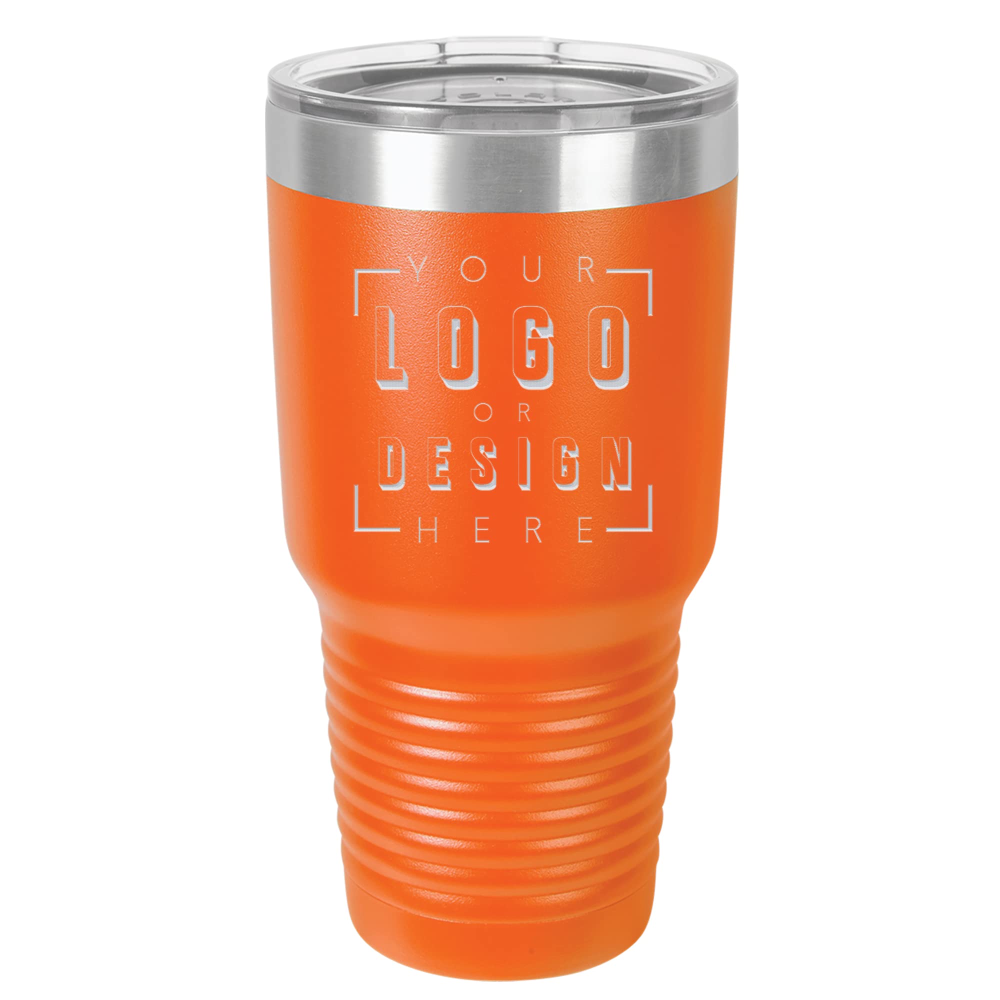 Personalized Stainless Steel Tumbler - 30oz Double Wall Vacuum Insulated Water Bottle for Hot & Cold Drinks | Leakproof Travel Coffee Cup for Office, Gym, Hiking & Outdoor Activities | Custom Engraved Orange Drinkware for Men & Women