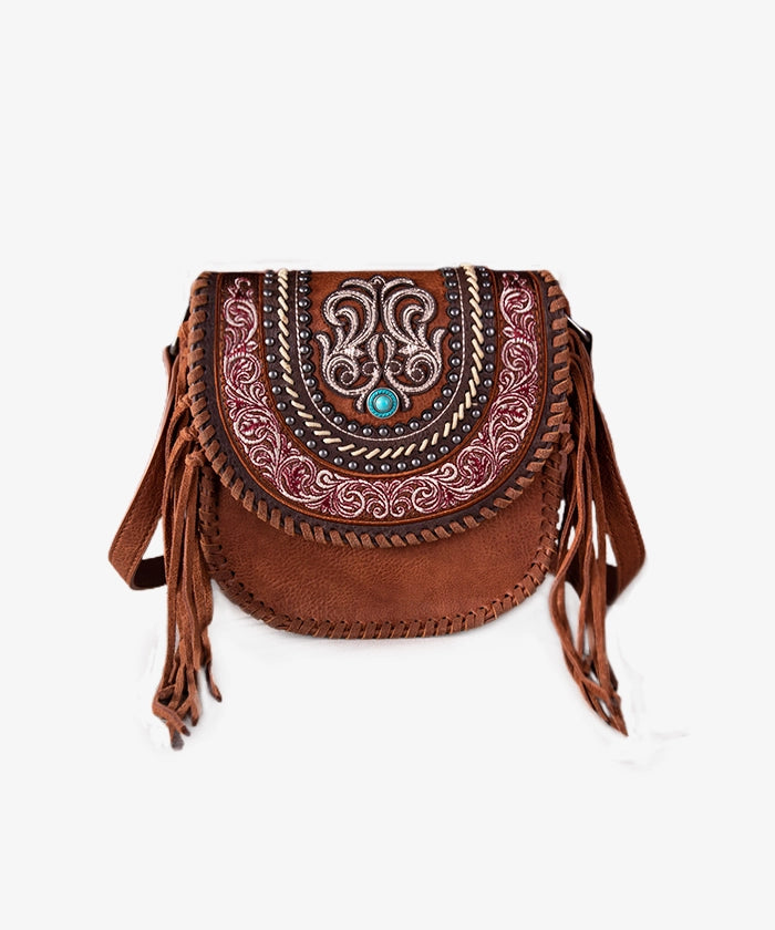 Montana West Fringe Concho Crossbody Bag for Women - Stylish Leather Shoulder Purse with Western Design | Perfect for Casual Outings, Parties & Everyday Use