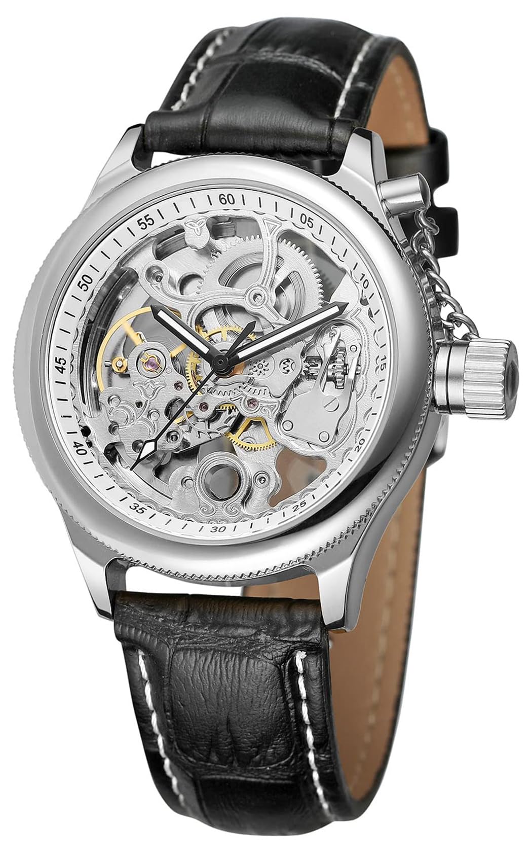 Gosasa Unique Men's Automatic Watch - Transparent Skeleton Dial, Stainless Steel Case, Waterproof - Perfect for Business, Casual & Formal Occasions