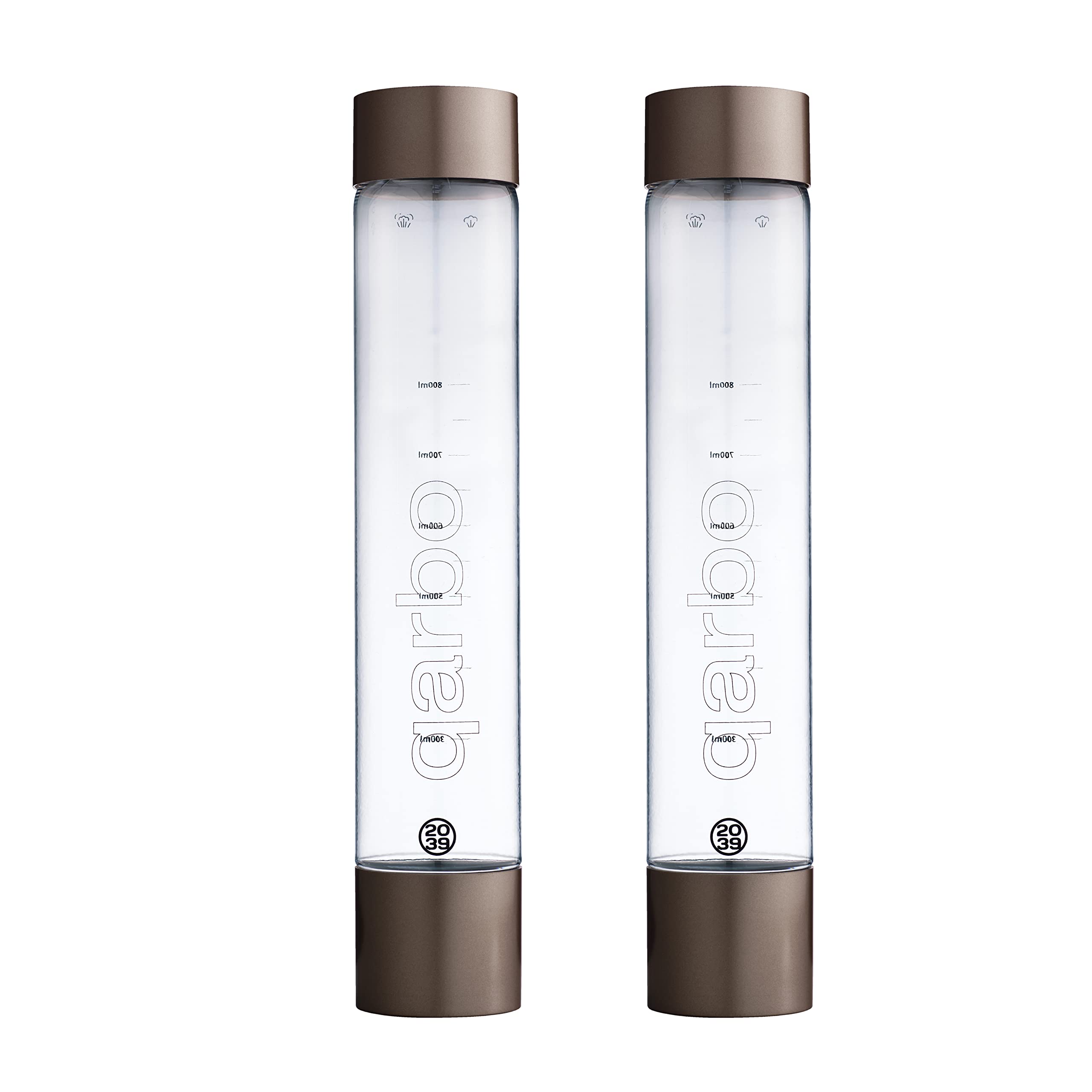 TWENTY39 qarbo CLASSIC 1L Stainless Steel Water Bottles for Sparkling Water Maker & Fruit Infuser - Set of 2 (Dark Bronze) - Perfect for Home, Office, Gym & Outdoor Activities