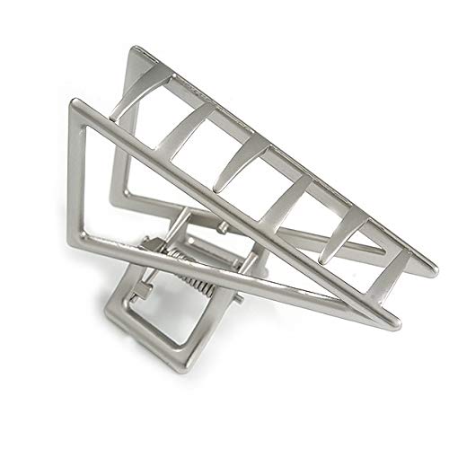 Avalaya Matte Silver Geometric Triangle Hair Claw Clip - 75mm Wide | Perfect for Updos, Ponytails & Half-Up Hairstyles