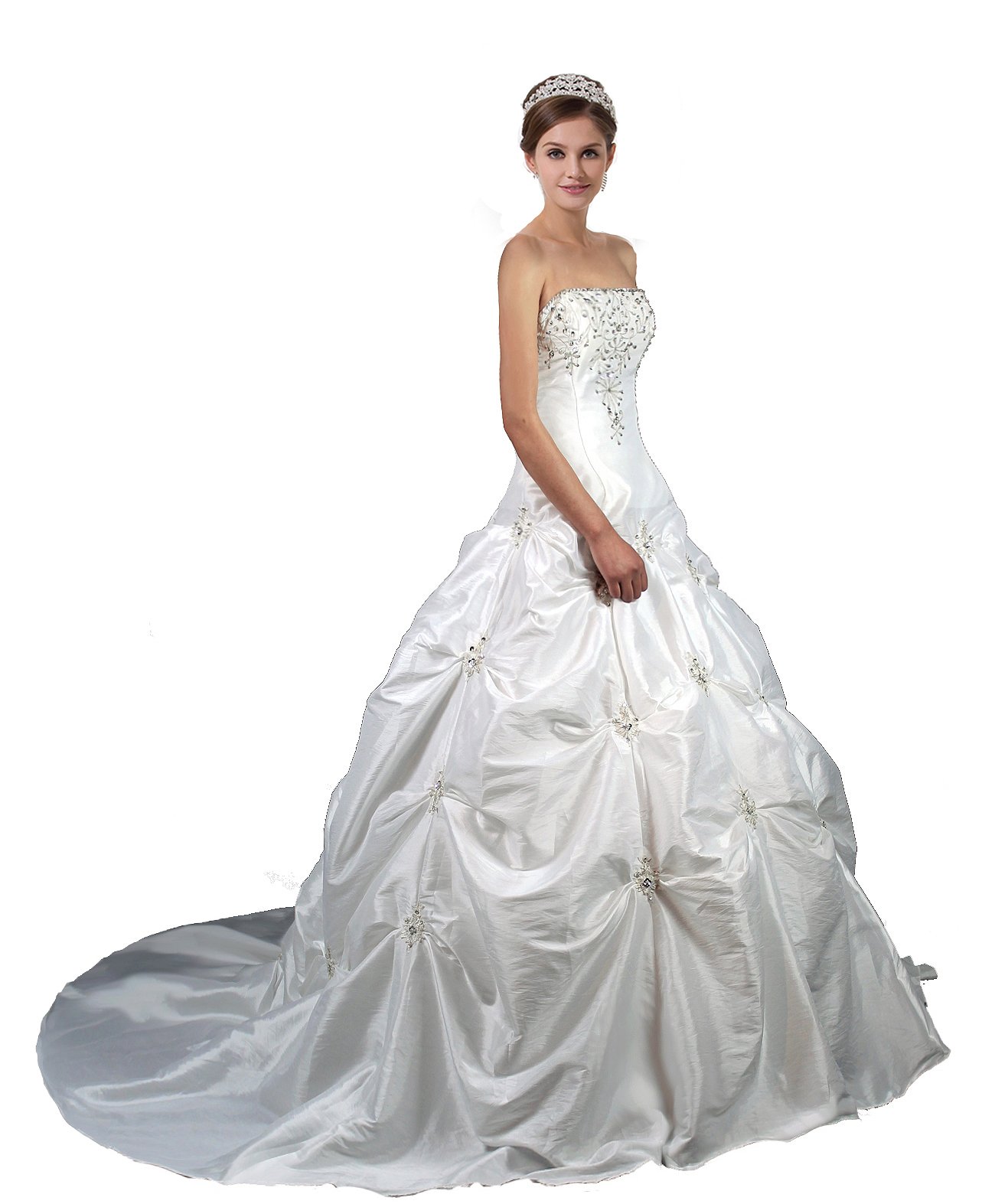FairOnly M58 White Ivory Wedding Dress for Bride - Elegant Lace Gown XXL Size - Perfect for Church Ceremony, Beach Wedding & Reception Party