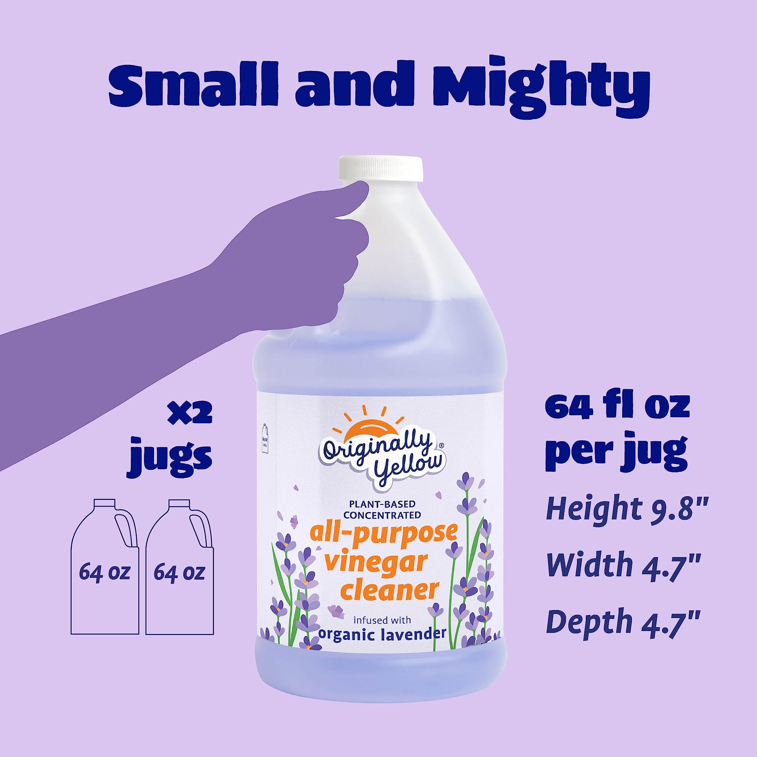 Organic Lavender Infused All-Purpose Cleaning Vinegar - Plant-Based Floor & Home Cleaning Solution with Distilled Vinegar | 64 Fl Oz (2-Pack) | Perfect for Kitchen, Bathroom & Hard Surface Cleaning