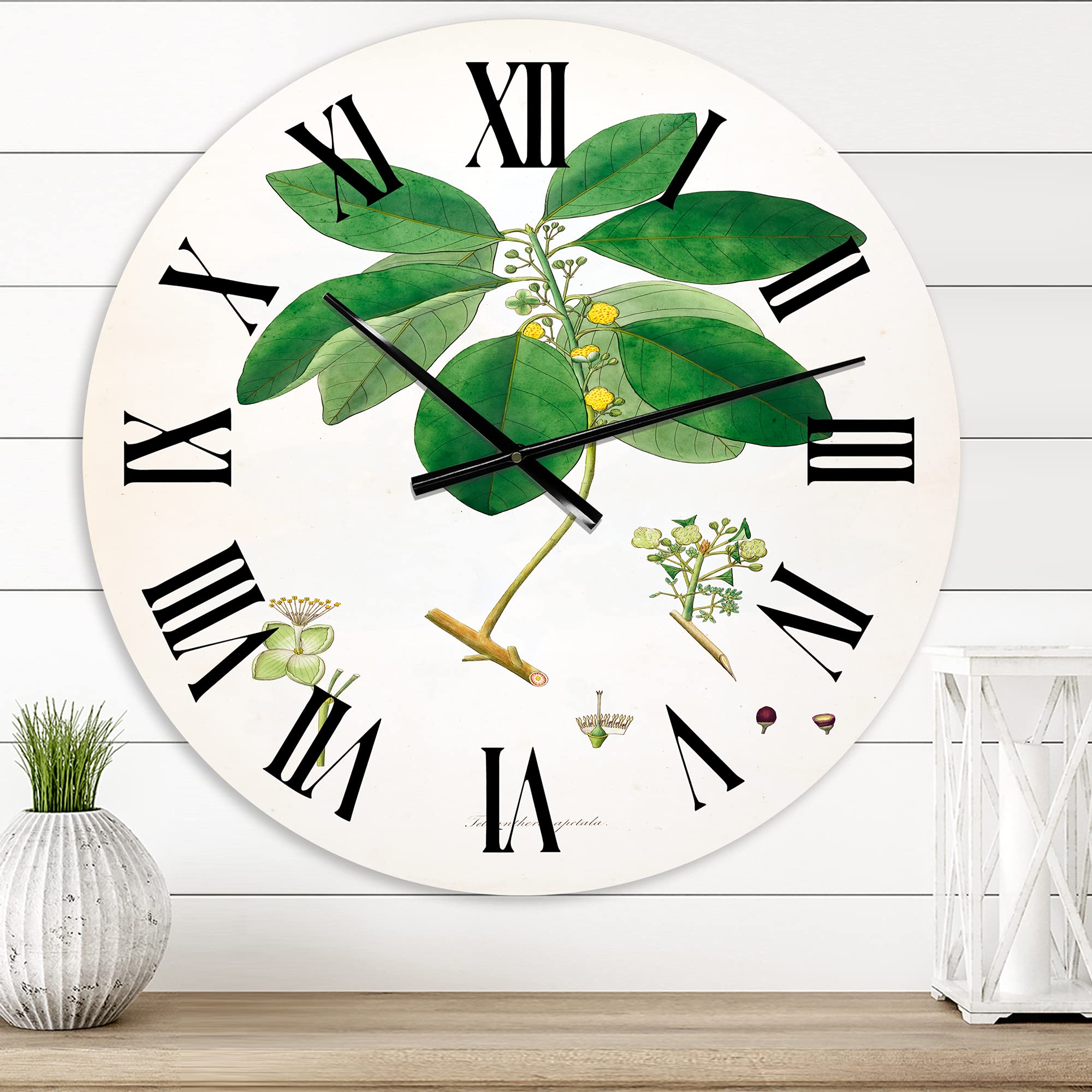 Vintage Botanicals Wall Clock - Large Farmhouse Style Floral Decor for Home, Office & Living Room | Perfect Rustic Home Décor & Gift Idea