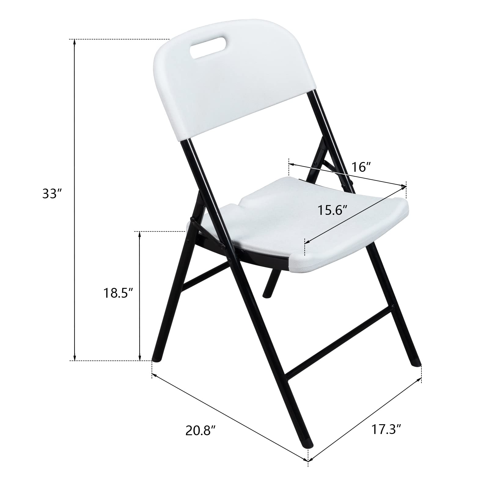 Outvita 4-Pack Folding Chairs for Outdoor & Indoor Use - Lightweight Plastic Foldable Dining Chairs for Wedding, Party, Camping, Picnic - Black & White - Perfect for Backyard, Patio, Beach and Events
