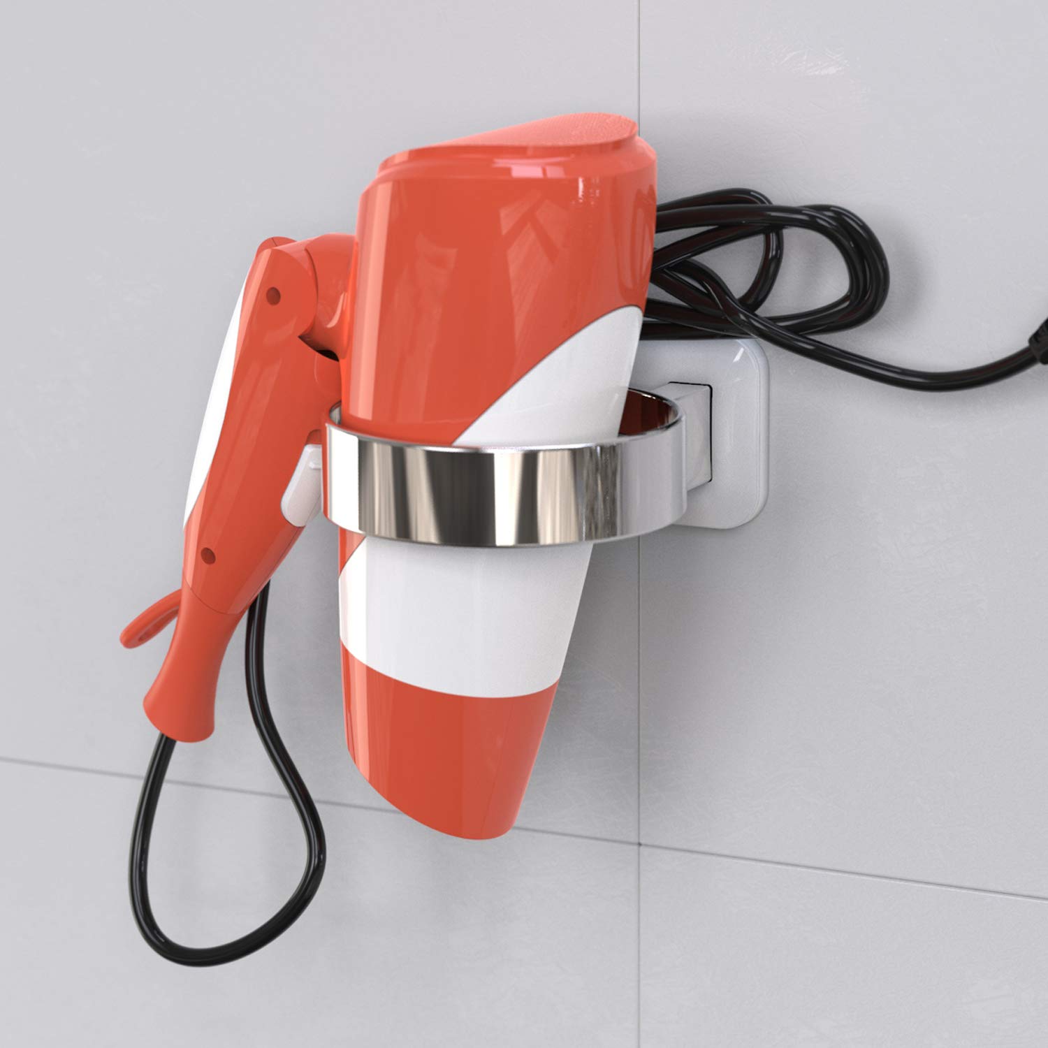 Extra Large Wall Mount Hair Dryer Holder for Bathroom - White | Hair Care Tools Organizer for Blow Dryer, Straightener & Curling Iron | Perfect for Home, Salon & Spa Organization