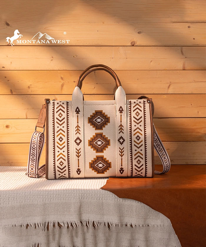 Montana West Aztec Retro Arrows Print Dual Sided Large Tote Bag for Women - Stylish Beach Tote, Work Bag & Everyday Carry Purse