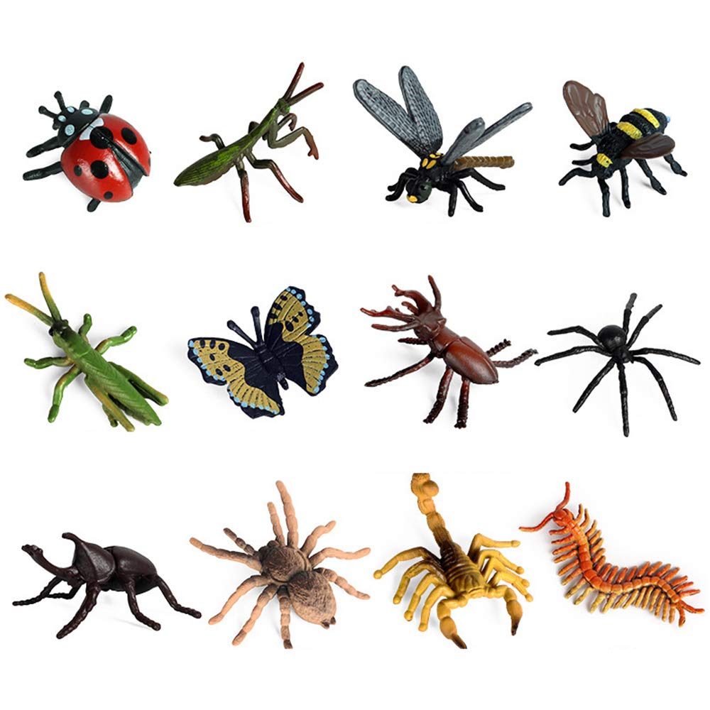 12 PCS Realistic Plastic Insect Figures - Wildlife Animal Bug Toys for Kids, Halloween Party Favors, School Projects & Educational Play | Perfect for Toddlers, Collectors & Science Learning