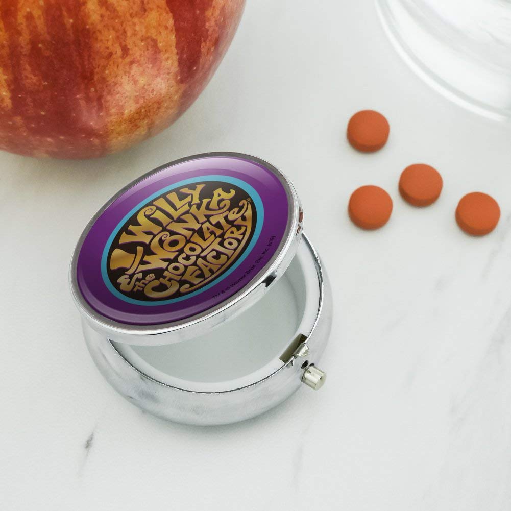 Willy Wonka and The Chocolate Factory Logo Pill Case & Trinket Box - Novelty Gift for Movie Fans, Candy Lovers - Perfect for Medication Storage, Jewelry Organizer, or Collectible Display