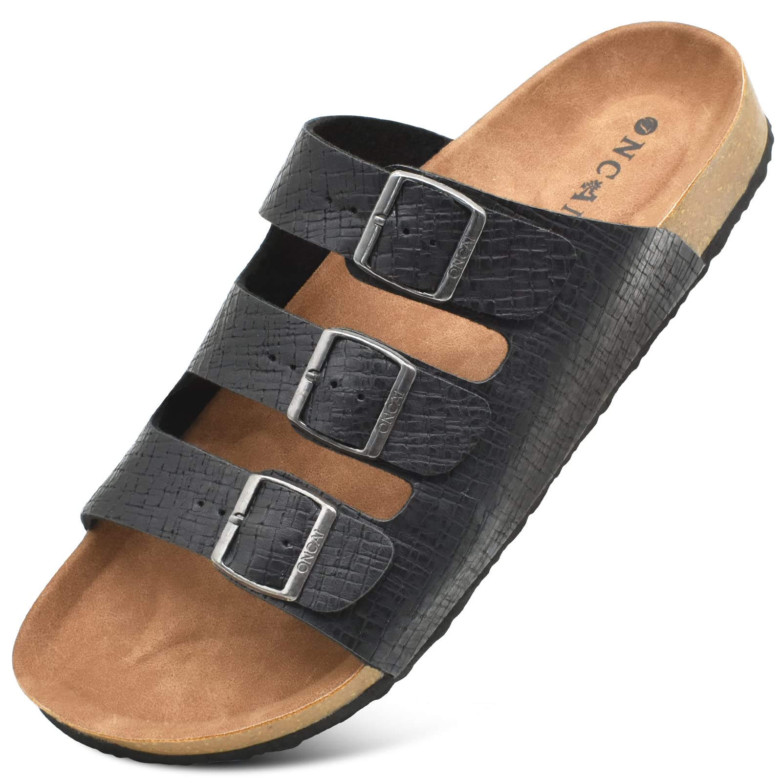 ONCAI Men's Sandals - Adjustable Buckle Strap Summer Beach Slides with Soft Cushion Cork Rubber Sole (Sizes 7-13) | Comfortable Outdoor Footwear for Beach, Pool, and Vacation Wear