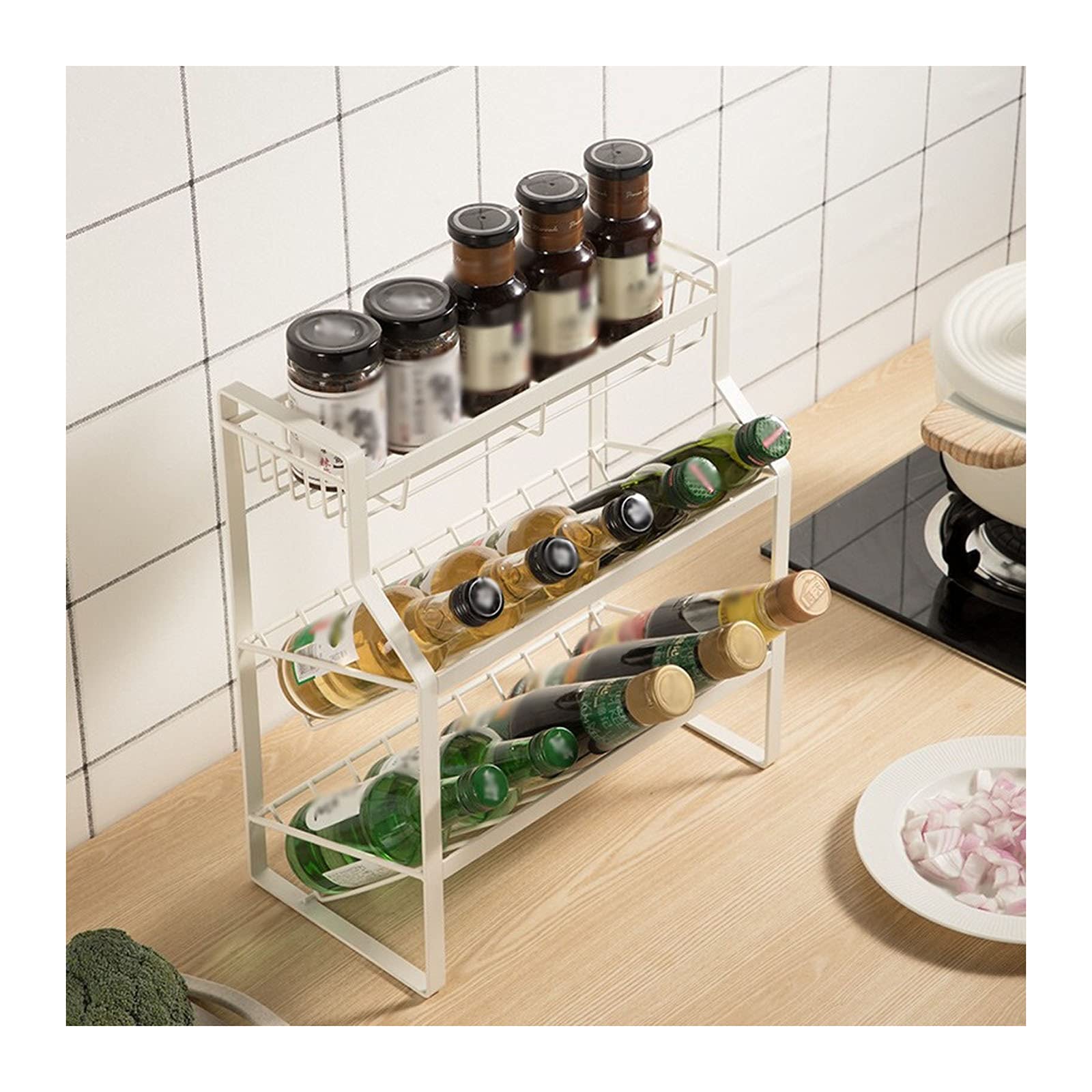 3-Tier Spice Rack Organizer for Kitchen & Bathroom - Space Saving Shelving Unit for Seasoning Bottles, Herb Jars, Cosmetics & Display Storage - WDBBY Multilayer Shelf for Home Organization (Ideal for Pantry, Countertop & Cabinet Storage)