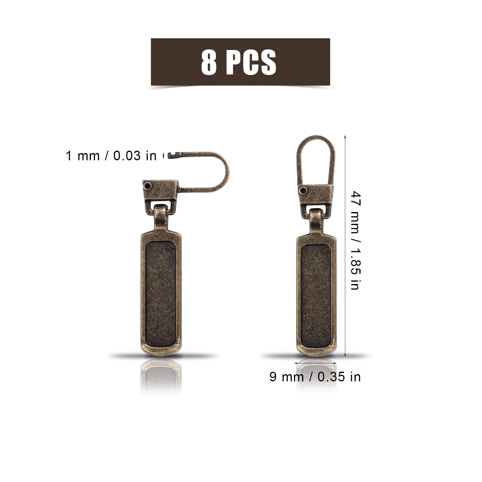 LUTER 8-Piece Bronze Metal Zipper Pull Replacement Set - Compatible with Jackets, Bags, Luggage & Outdoor Gear - Durable Zipper Accessories for Easy Grip & Style Upgrade