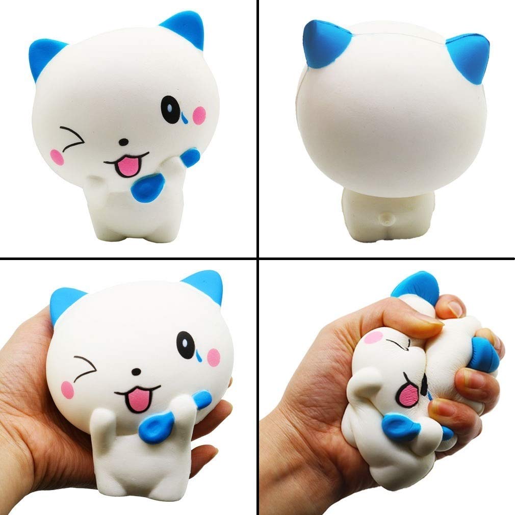 YOAUSHY 6-Piece Jumbo Squishy Toys Set - Slow Rising Stress Relief Animals (Horse, Panda, Spoon Cat) & Food (Cake, Donut) - Fun Party Favors for Kids Birthday, Classroom Rewards & Anxiety Relief Gifts