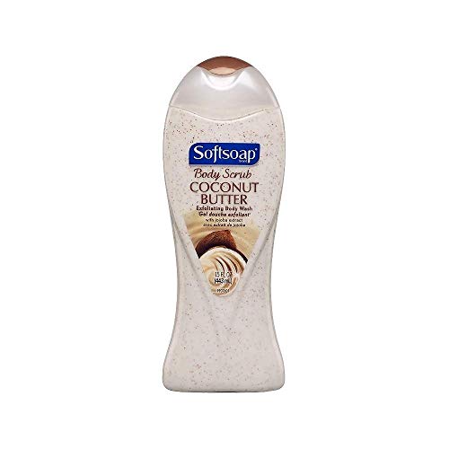 Softsoap Coconut Body Butter Scrub & Buff Wash - 15 oz (Pack of 6) | Exfoliating & Moisturizing Body Wash for Smooth Skin | Perfect for Shower, Spa & Self-Care Routine