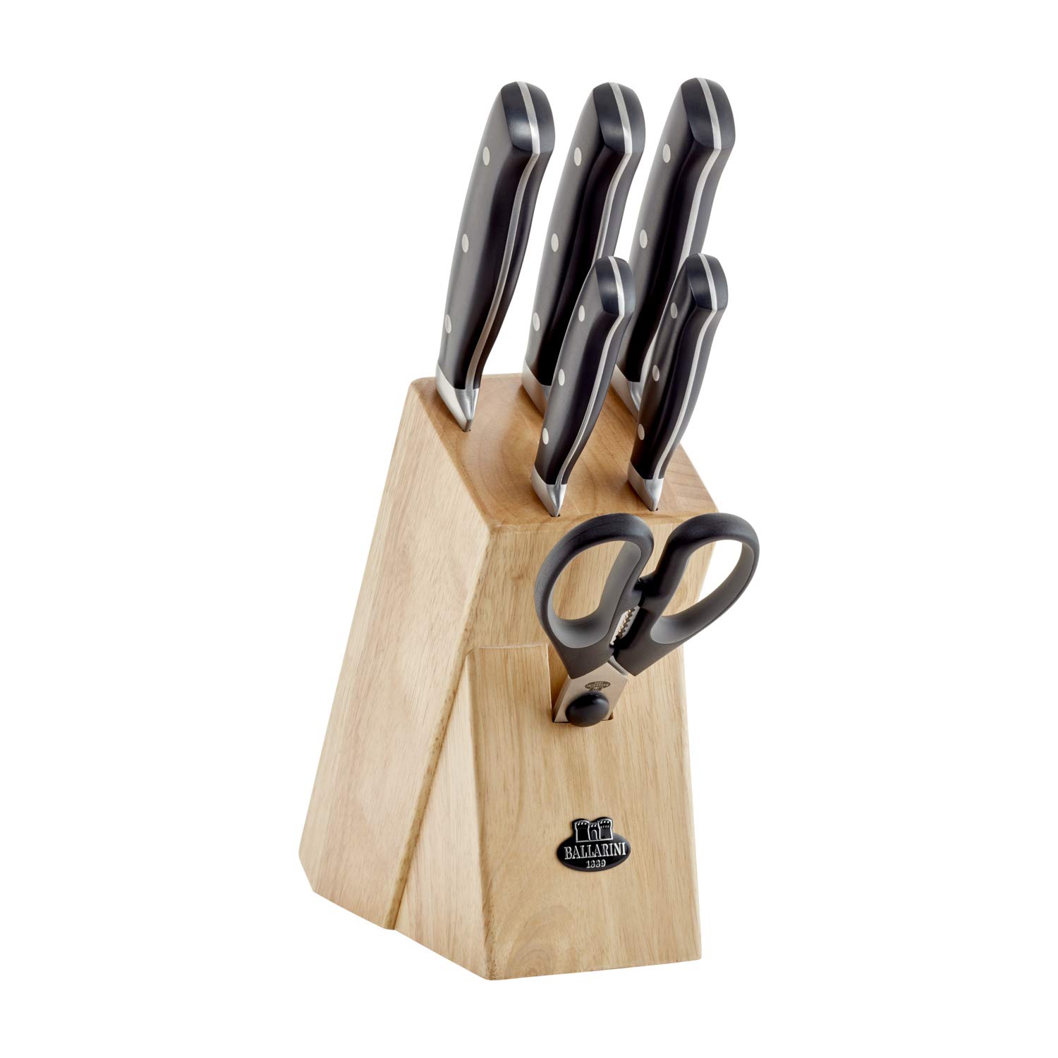Ballarini Brenta 7-Piece Knife Block Set with Stainless Steel Knives - Perfect for Home Kitchen, Cooking, and Food Prep