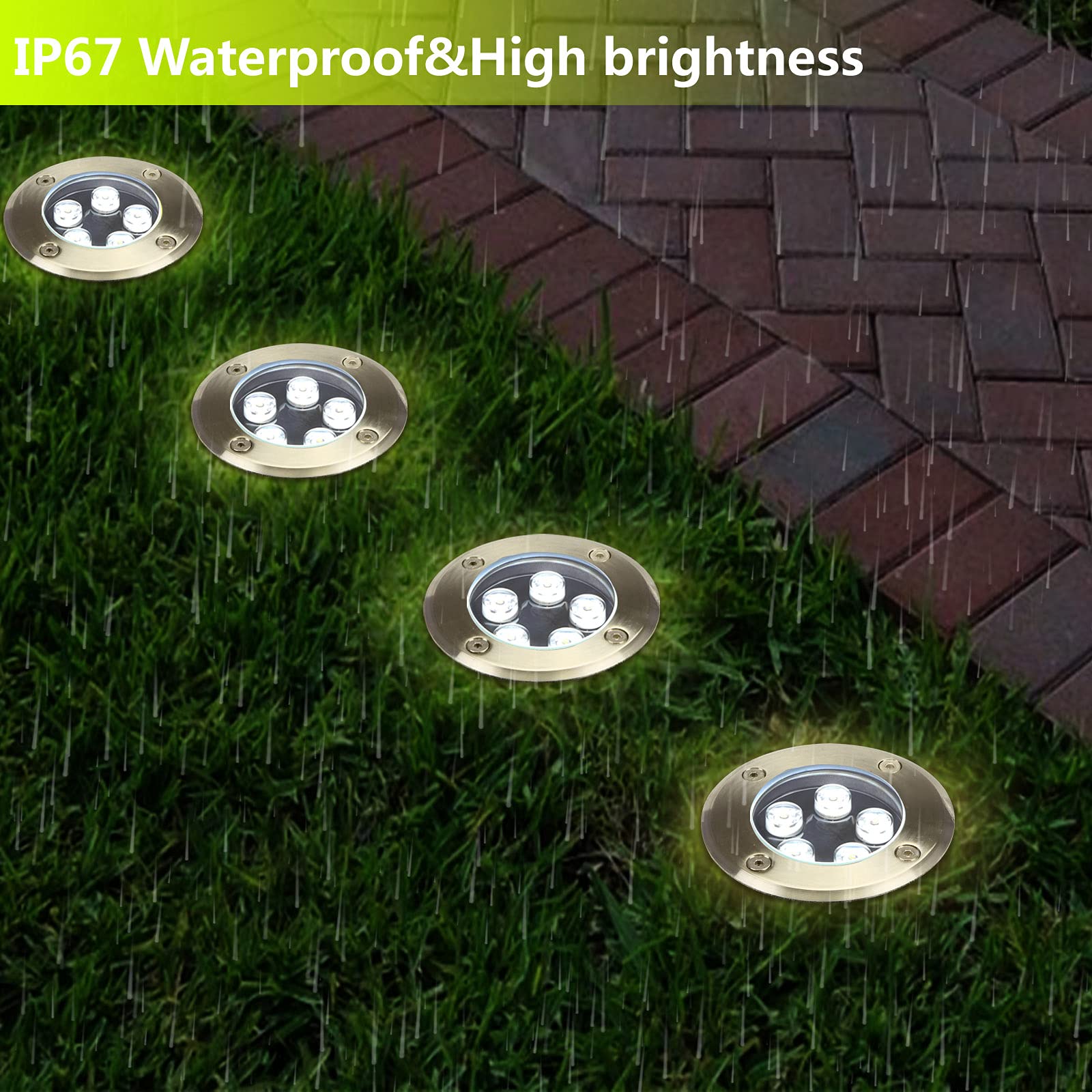 Outdoor Well Lights In Ground 110V 120V, 5W Waterproof Recessed Landscape Lighting for Pathways, Patio, Driveway - 6500K White (Pack of 4) - Perfect for Modern Home Exterior, Garden & Step Lighting