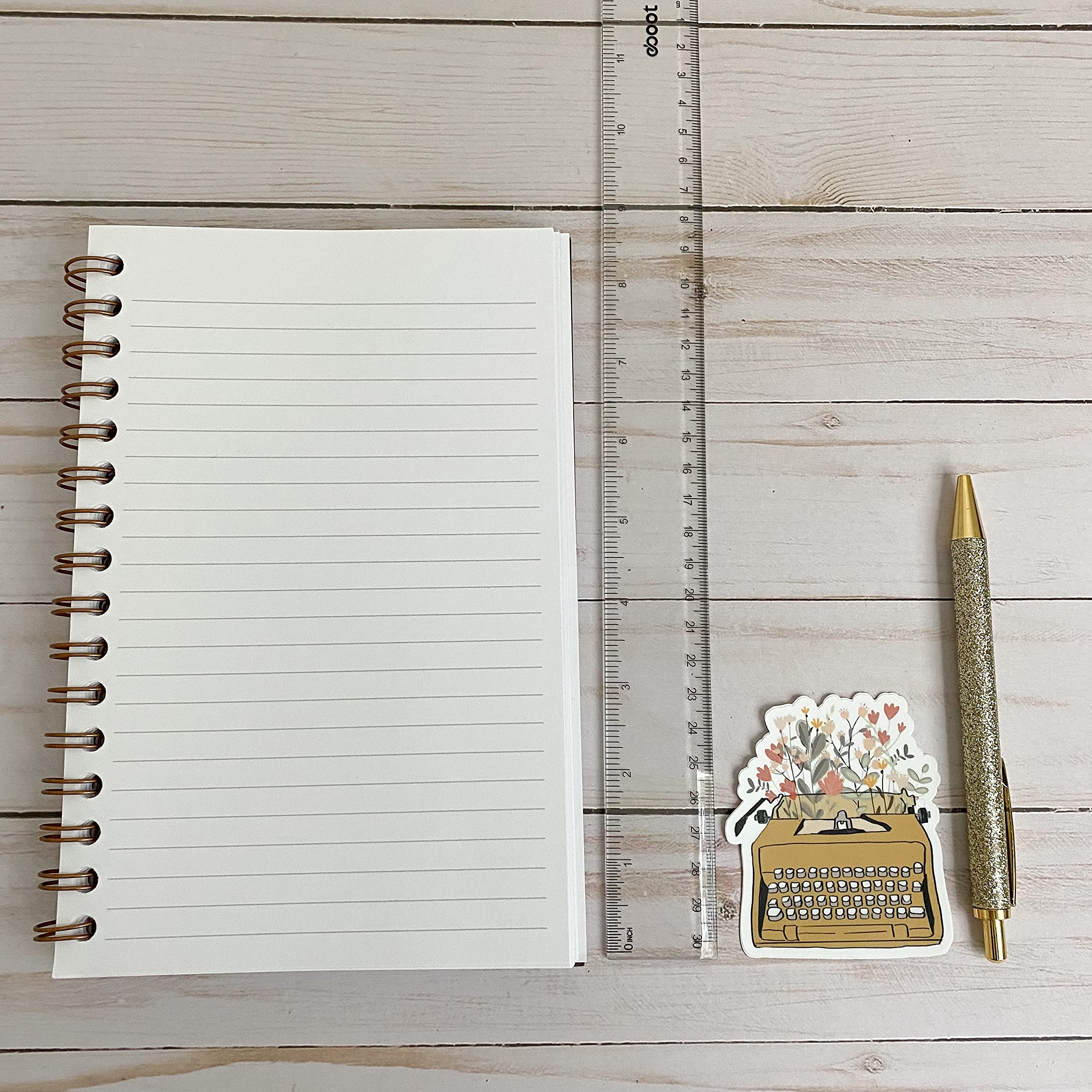 Waterproof Vinyl Stickers & Decals - Cute Typewriter and Flowers Design for Hydro Flask, Laptop, Notebook | Perfect for DIY Crafts, School Supplies, and Personalizing Your Belongings