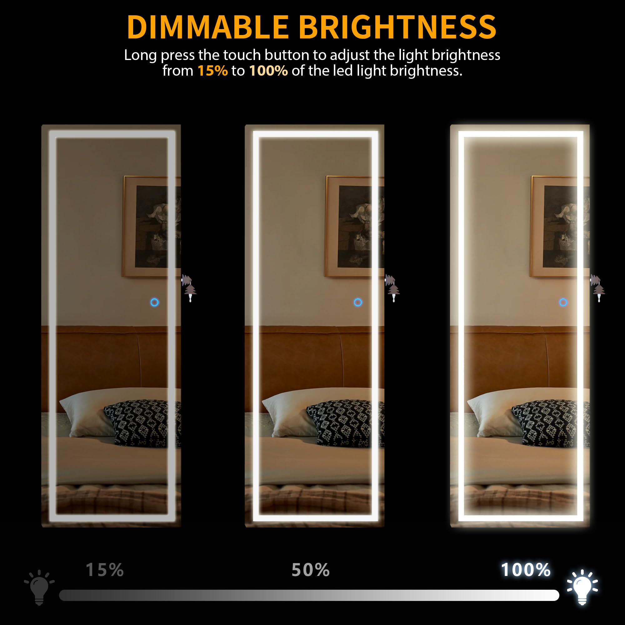 LVSOMT LED Mirror Jewelry Cabinet - Wall Mounted/Door Hanging Jewelry Organizer with Lights, Full Length Mirror & Storage - Over the Door Jewelry Armoire for Bedroom, Closet, Dressing Room (White)