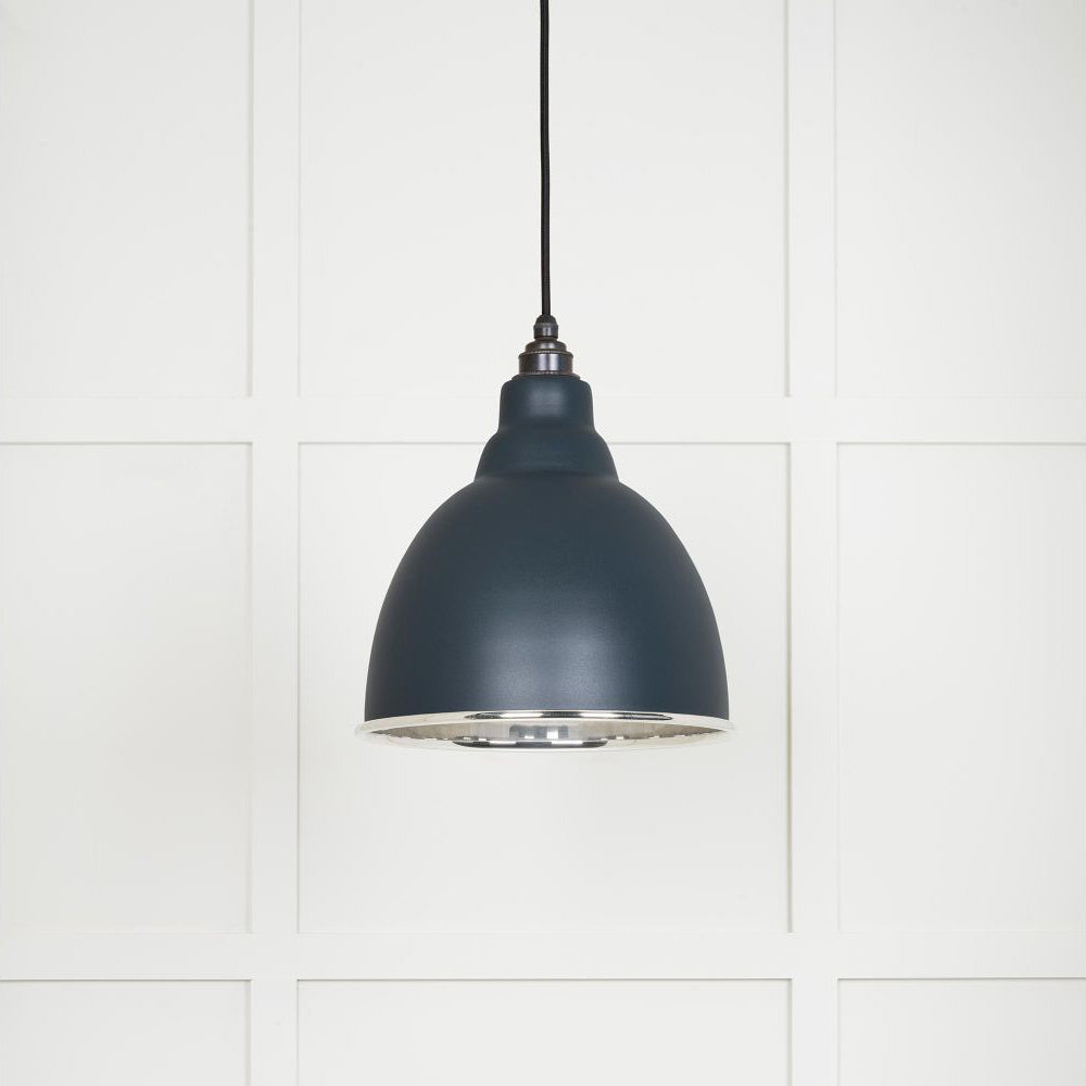 Smooth Nickel Brindley Pendant Light Fixture - Modern Industrial Ceiling Lamp with Adjustable Cord (Black/Copper/Gold) - Perfect for Kitchen Island, Dining Room & Bedroom Lighting